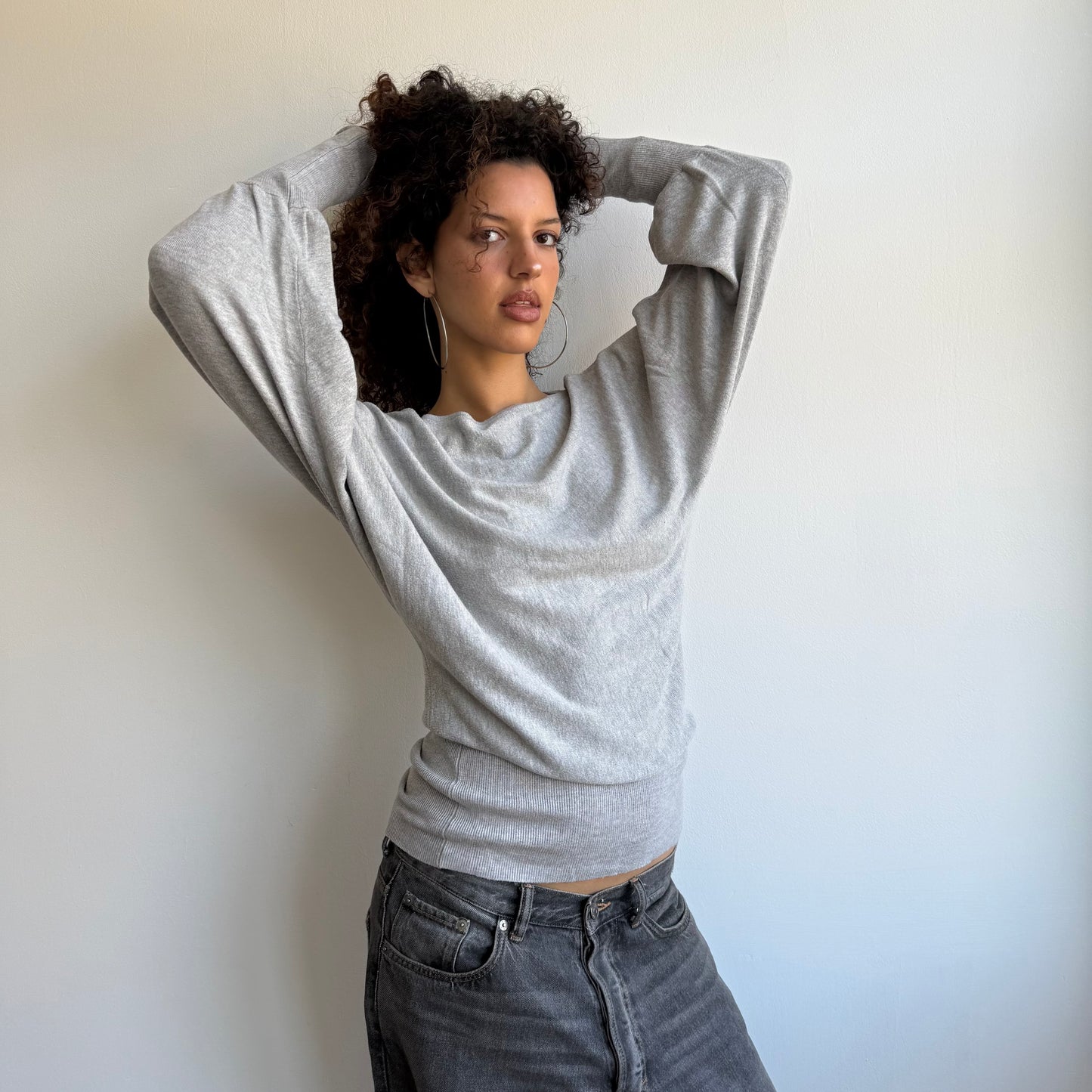 Light grey slouchy knit jumper - Size S/M