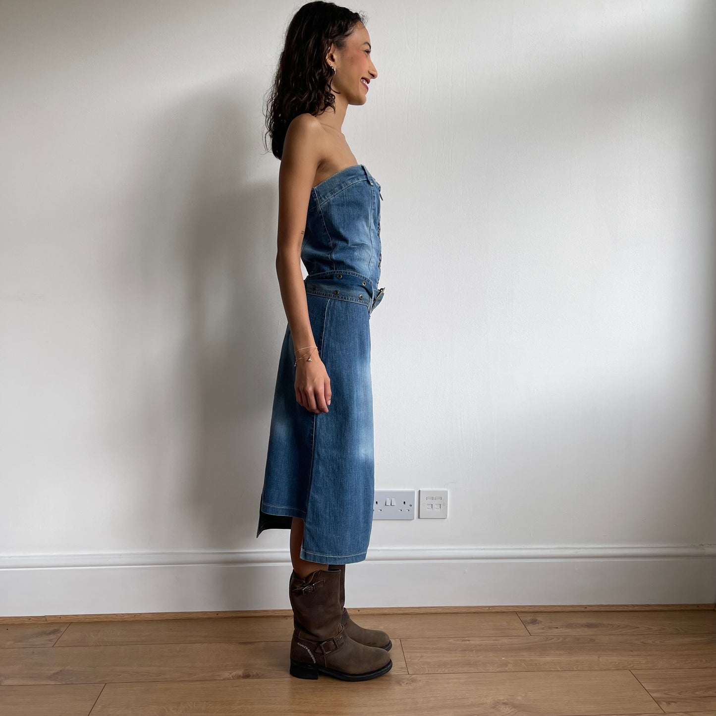 Denim bustier midi dress - Size S/M