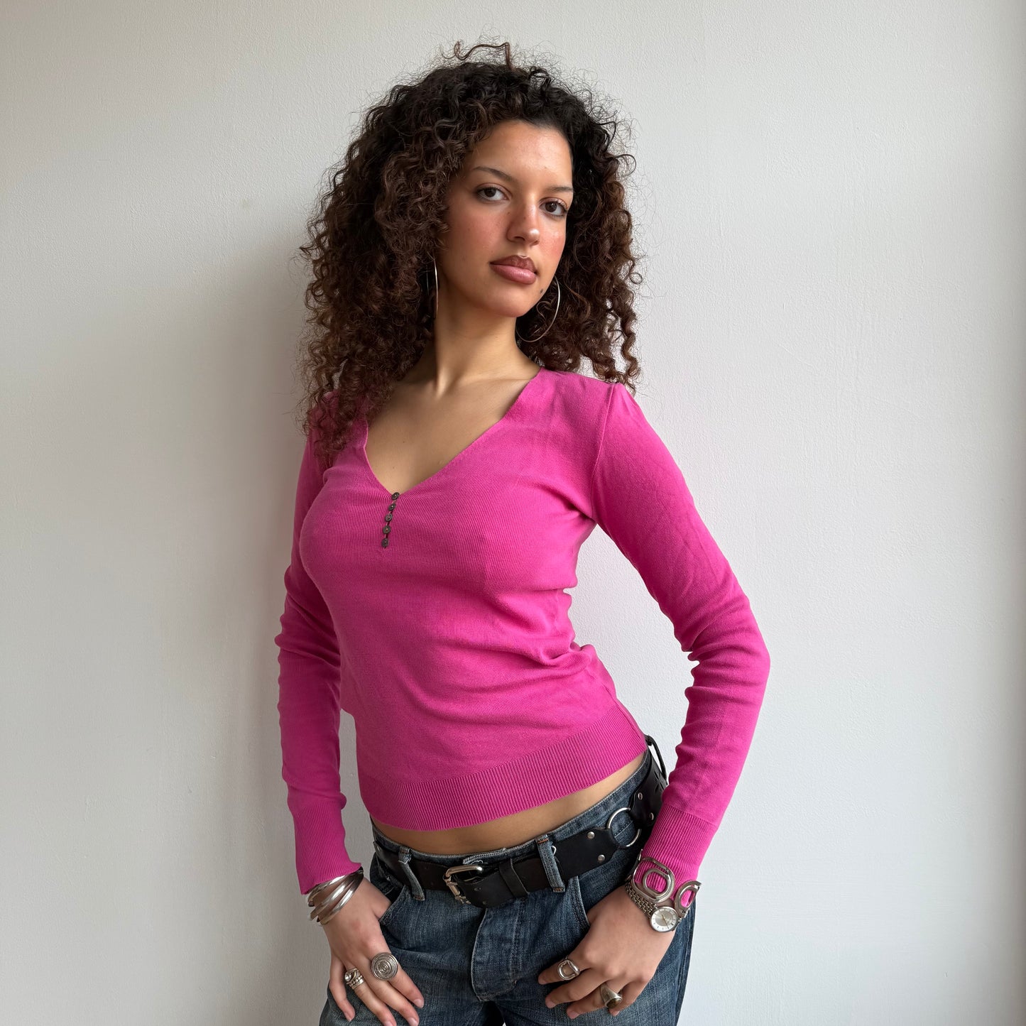 Pink v-neck knit - Size S