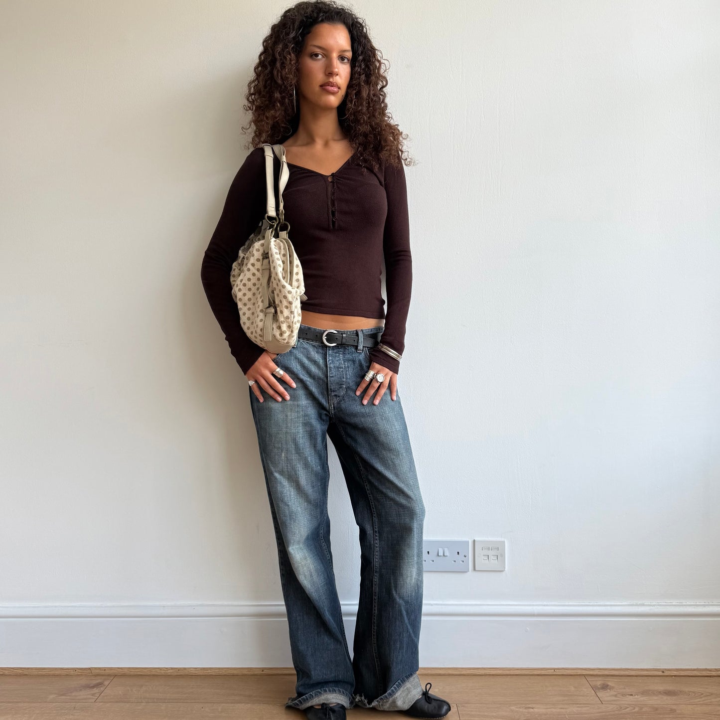 Brown soft v-neck knit - Size S