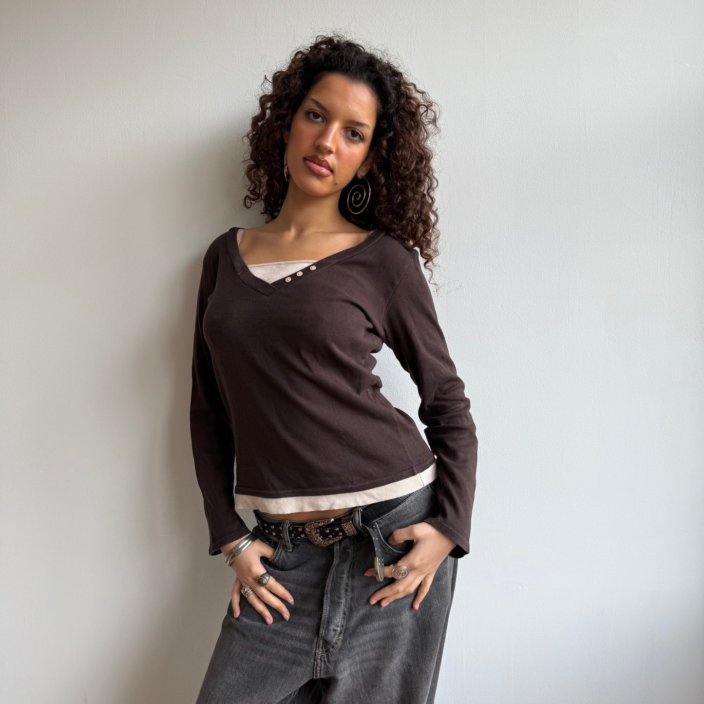Brown long sleeve top - Size M