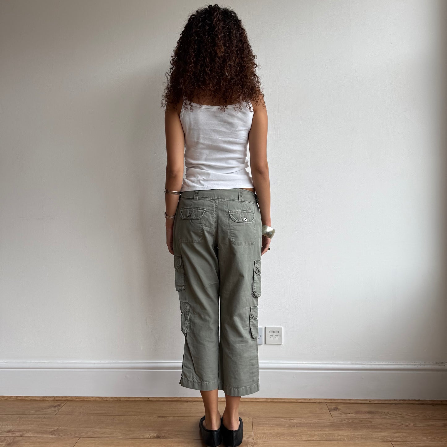 Khaki buckle capris - Size M