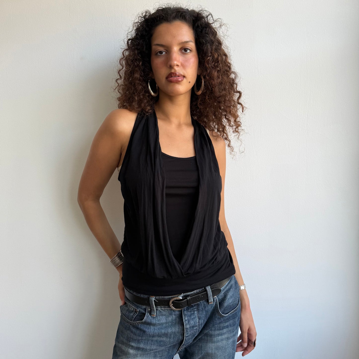 Black 2in1 halter top - Size M
