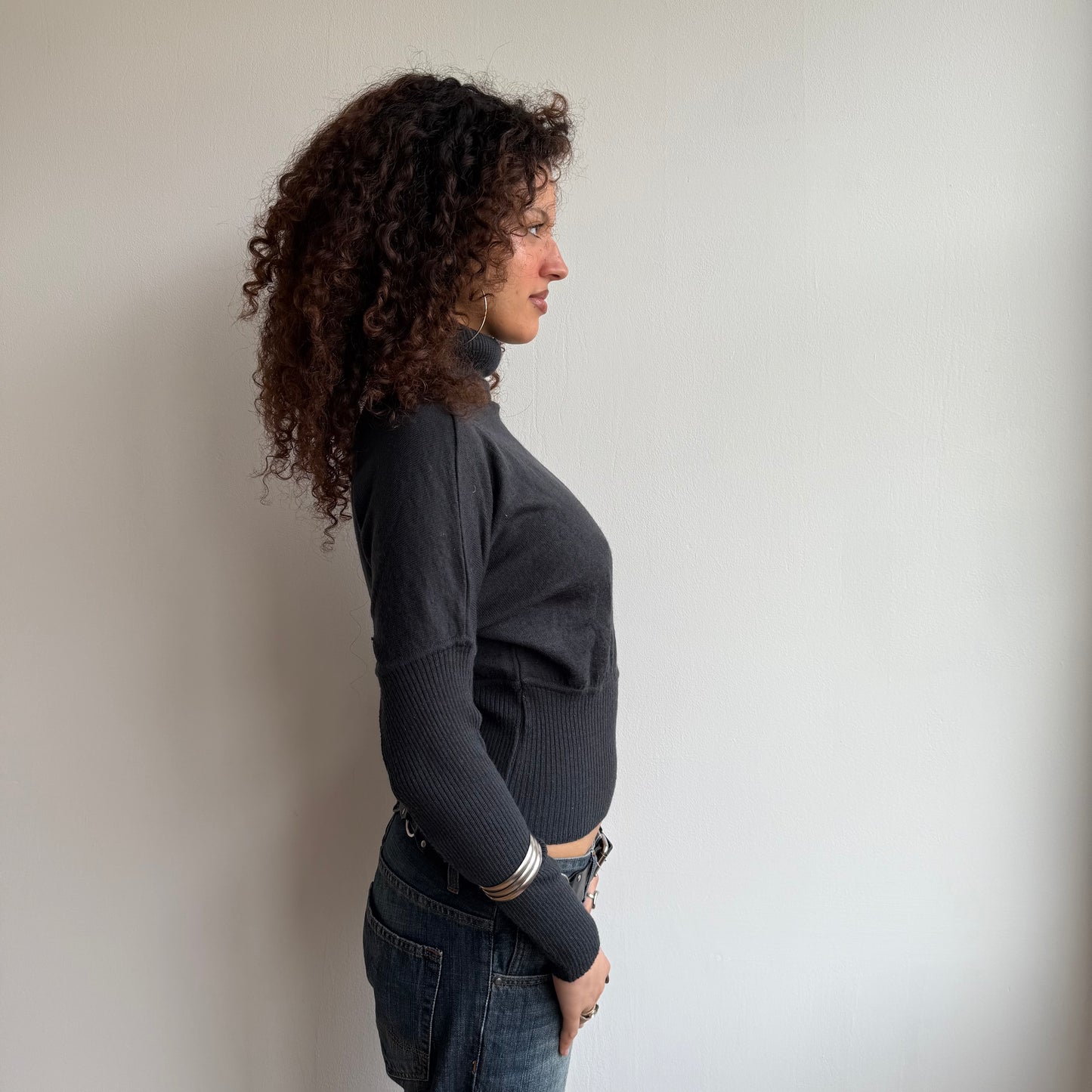 Charcoal batwing roll neck - Size S