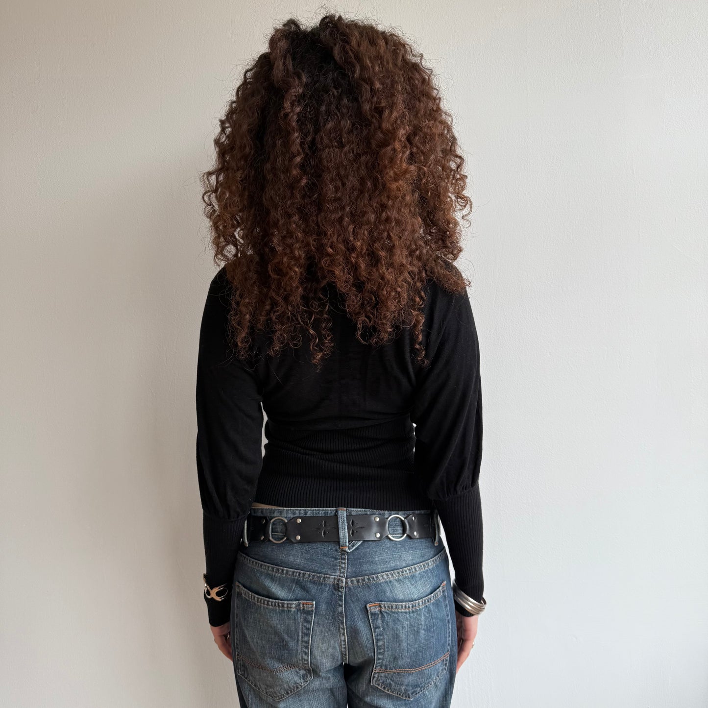 Black slouchy button arm knit - Size S