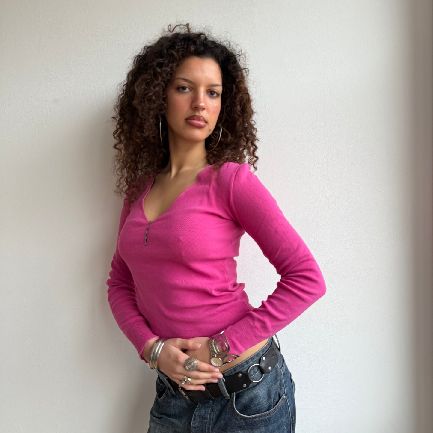 Pink v-neck knit - Size S