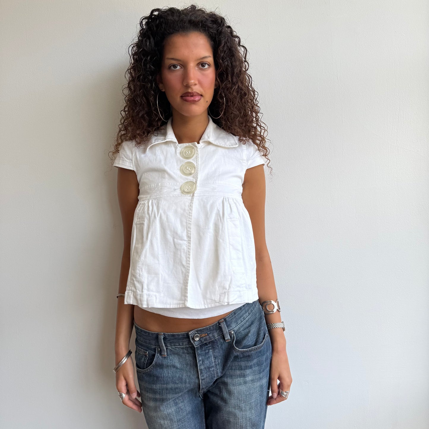 White short sleeve peacoat - Size S