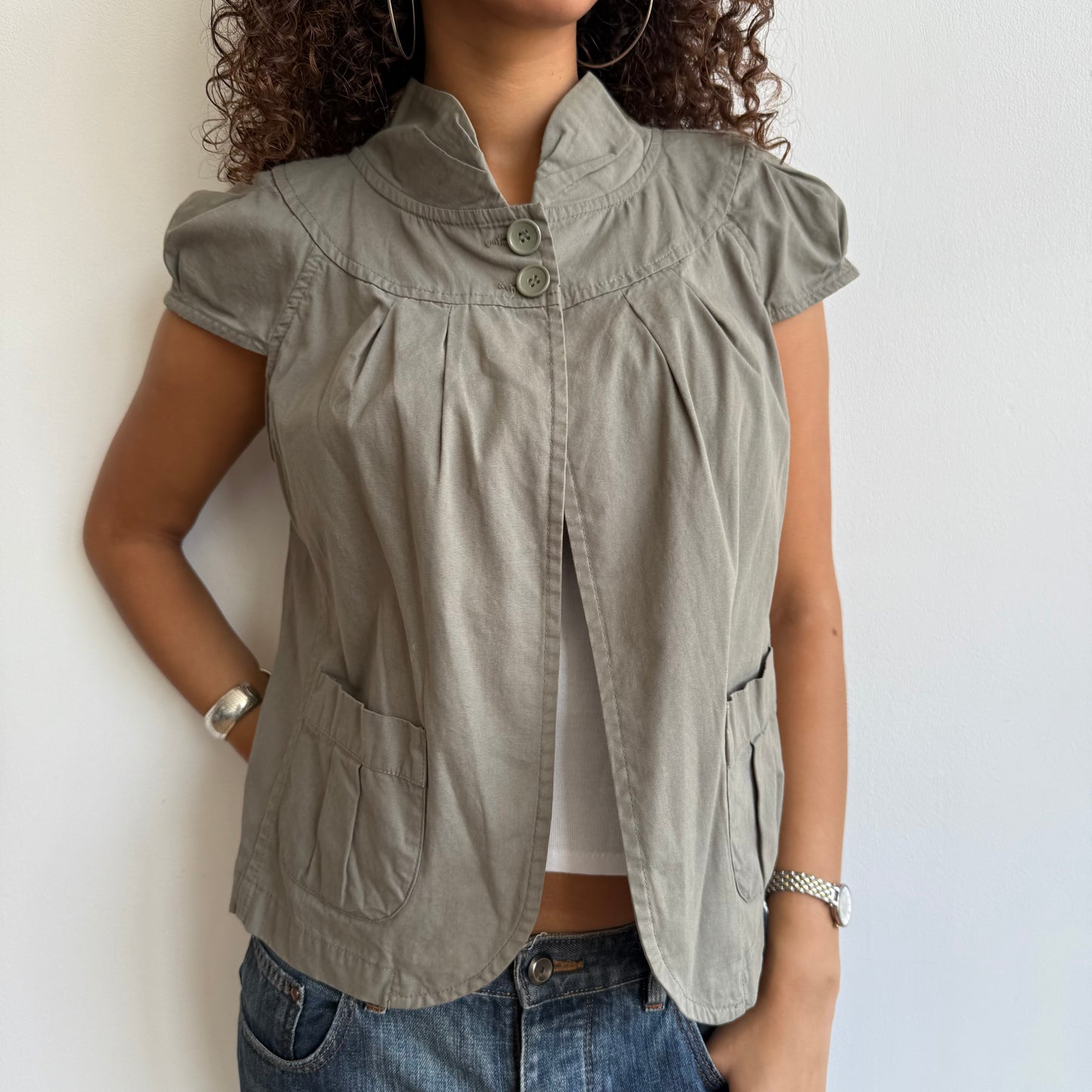 Khaki short sleeve peacoat - Size M/L