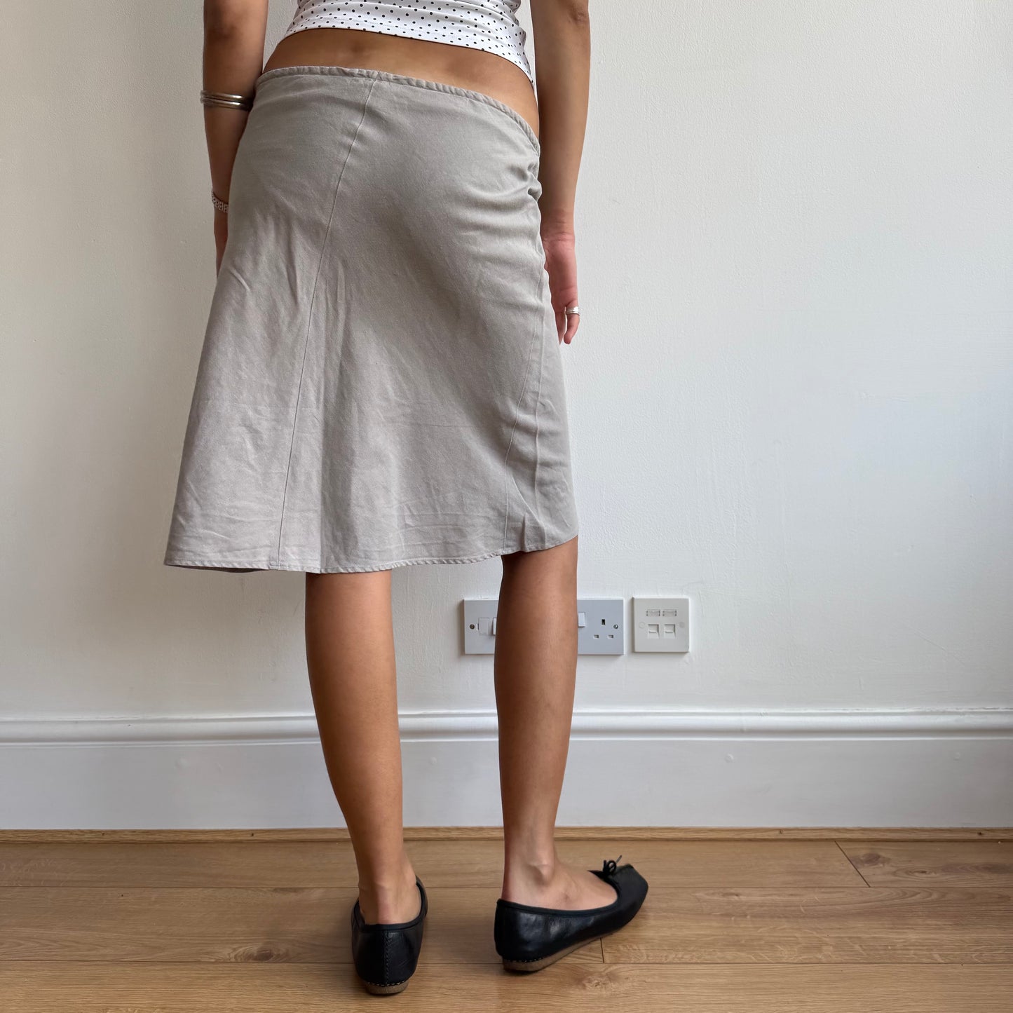 Taupe linen midi skirt - Size S