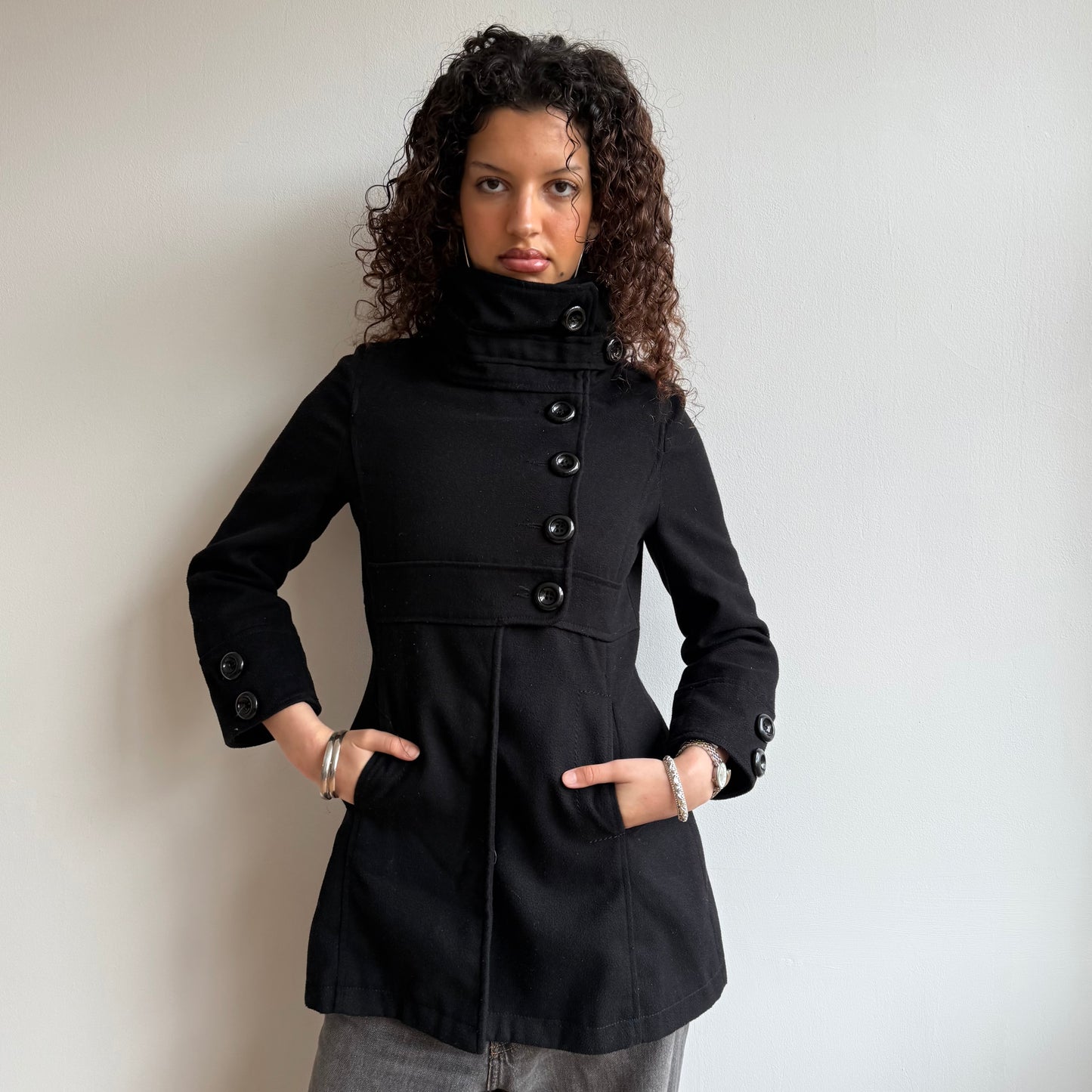 Black button trench - Size XS