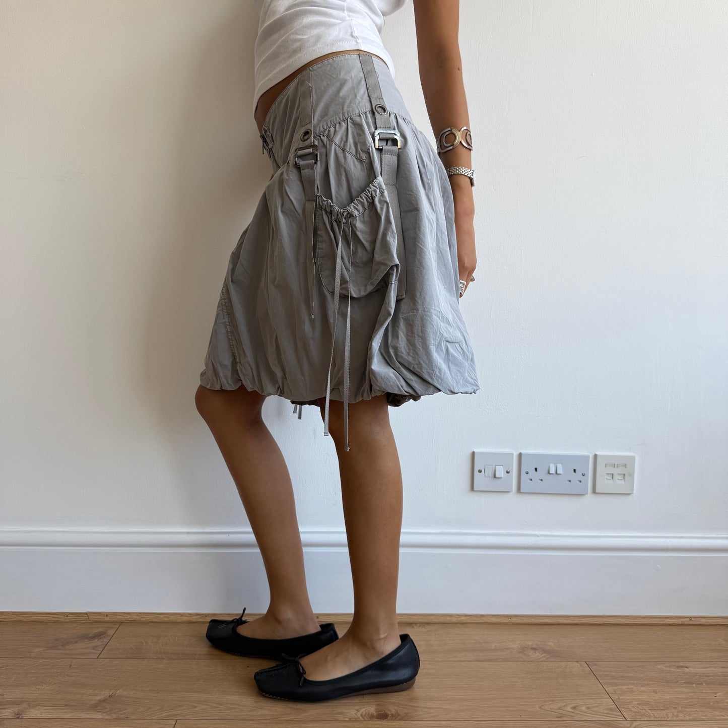 Grey cargo bubble skirt - Size M
