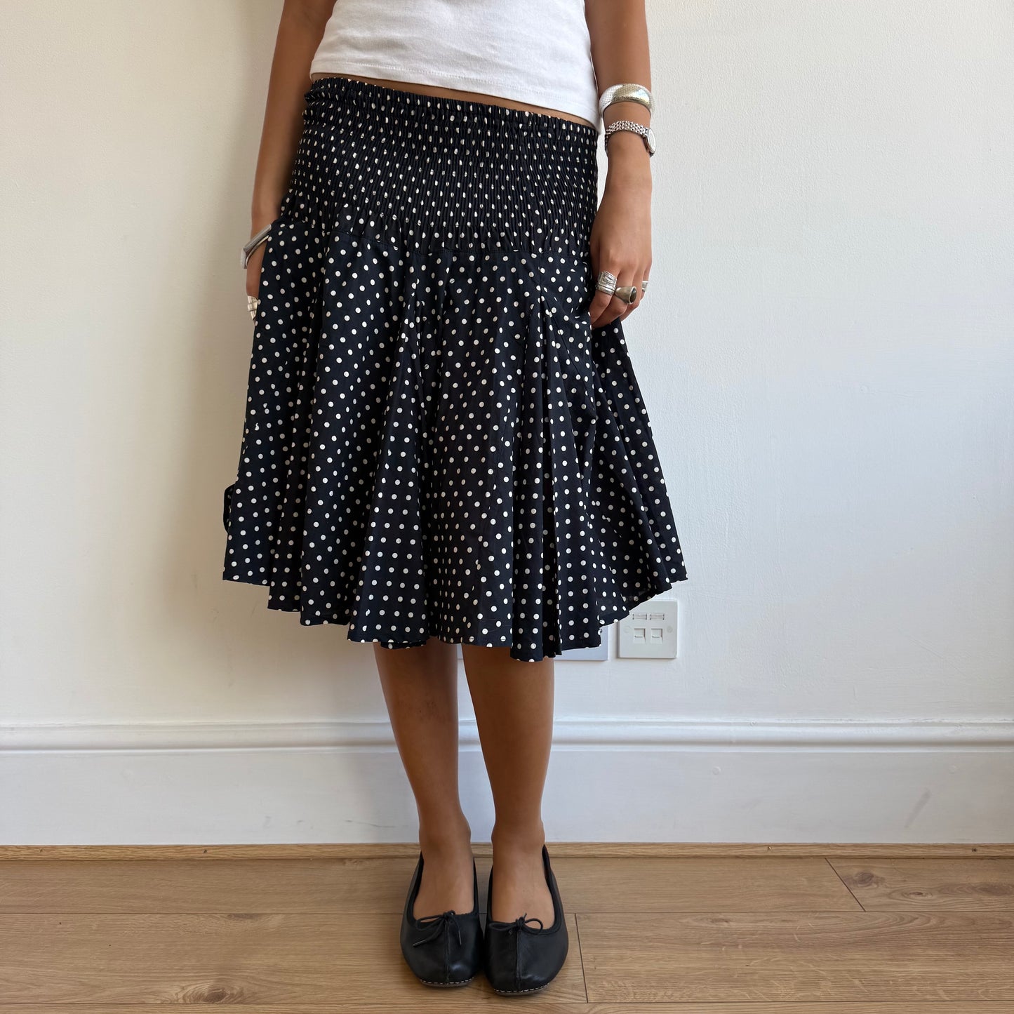 Polka dot ruched midi skirt - Size S-L