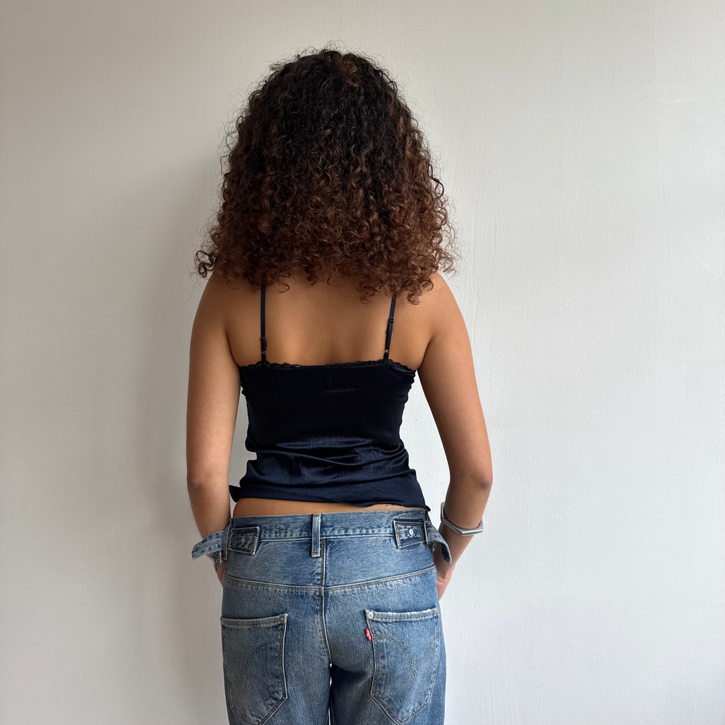 Blue satin corset top - Size S