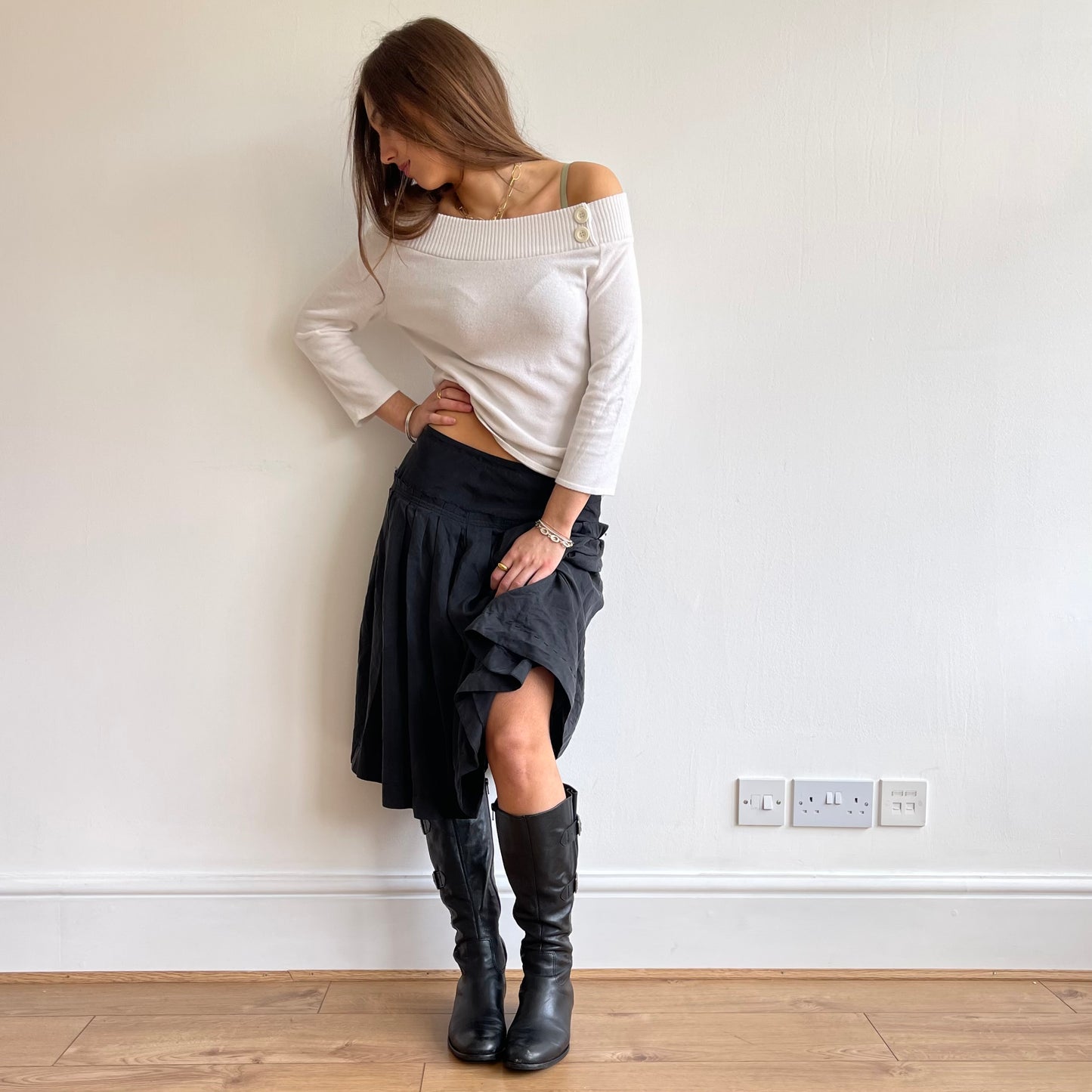 White button bardot jumper - Size M