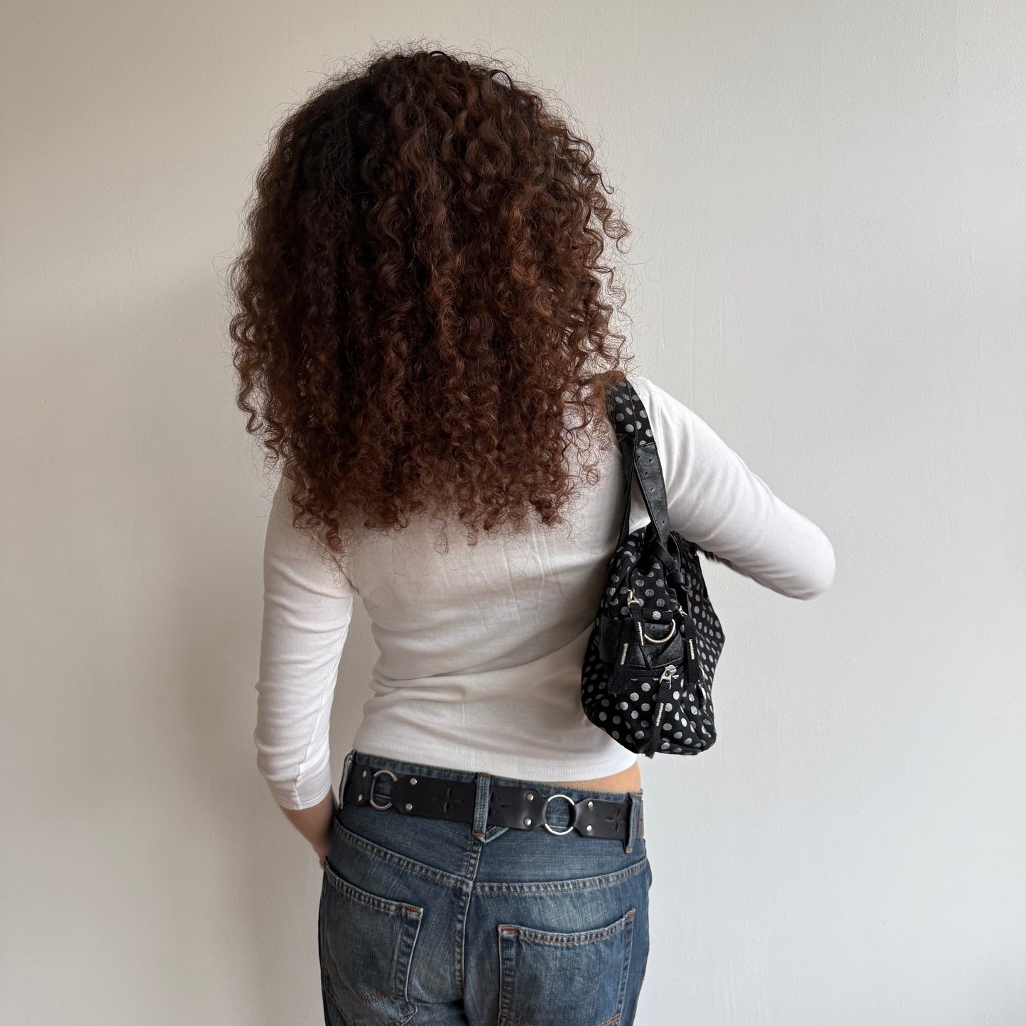 Polka dot bowler bag
