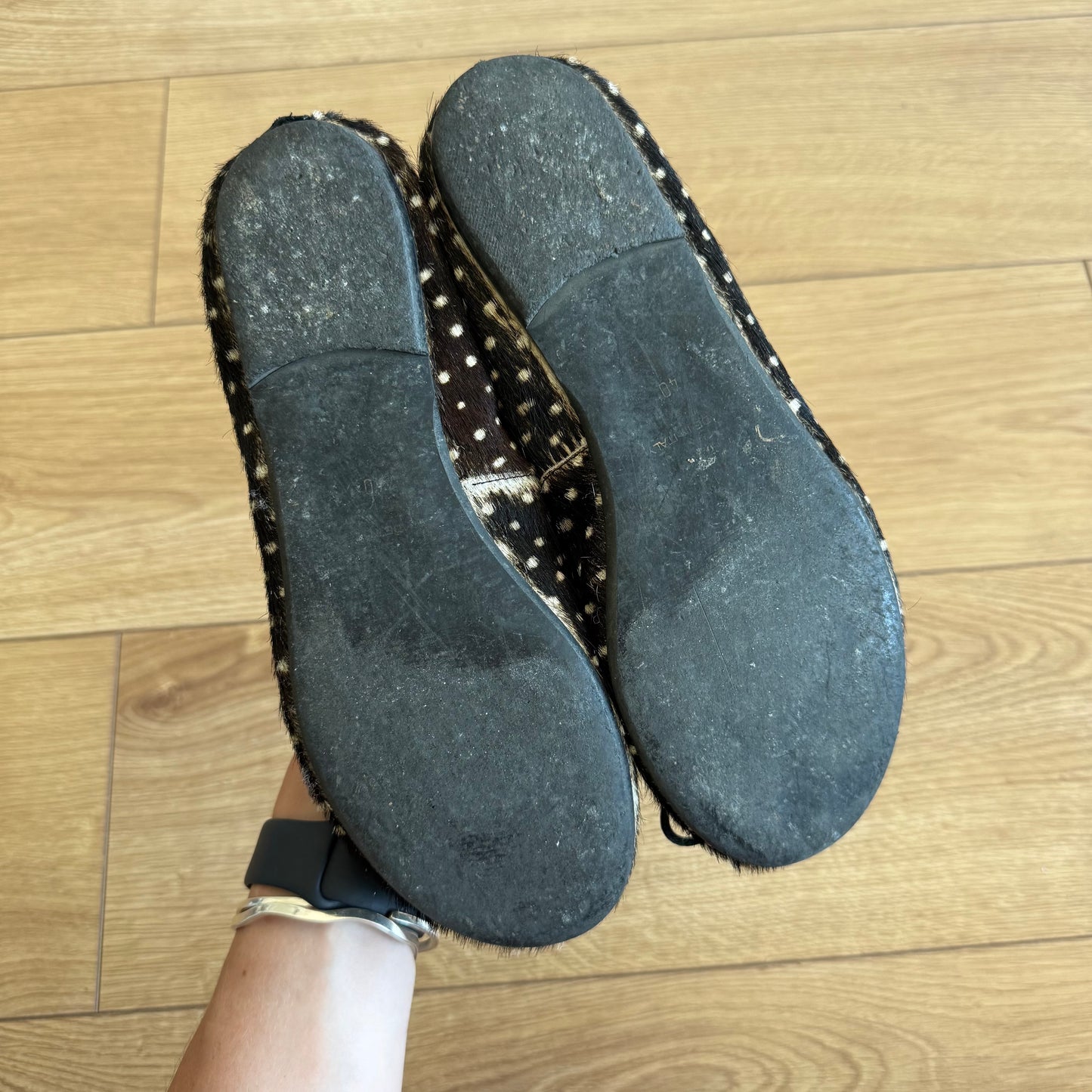 Polka dot pony hair ballet flats - Size 40