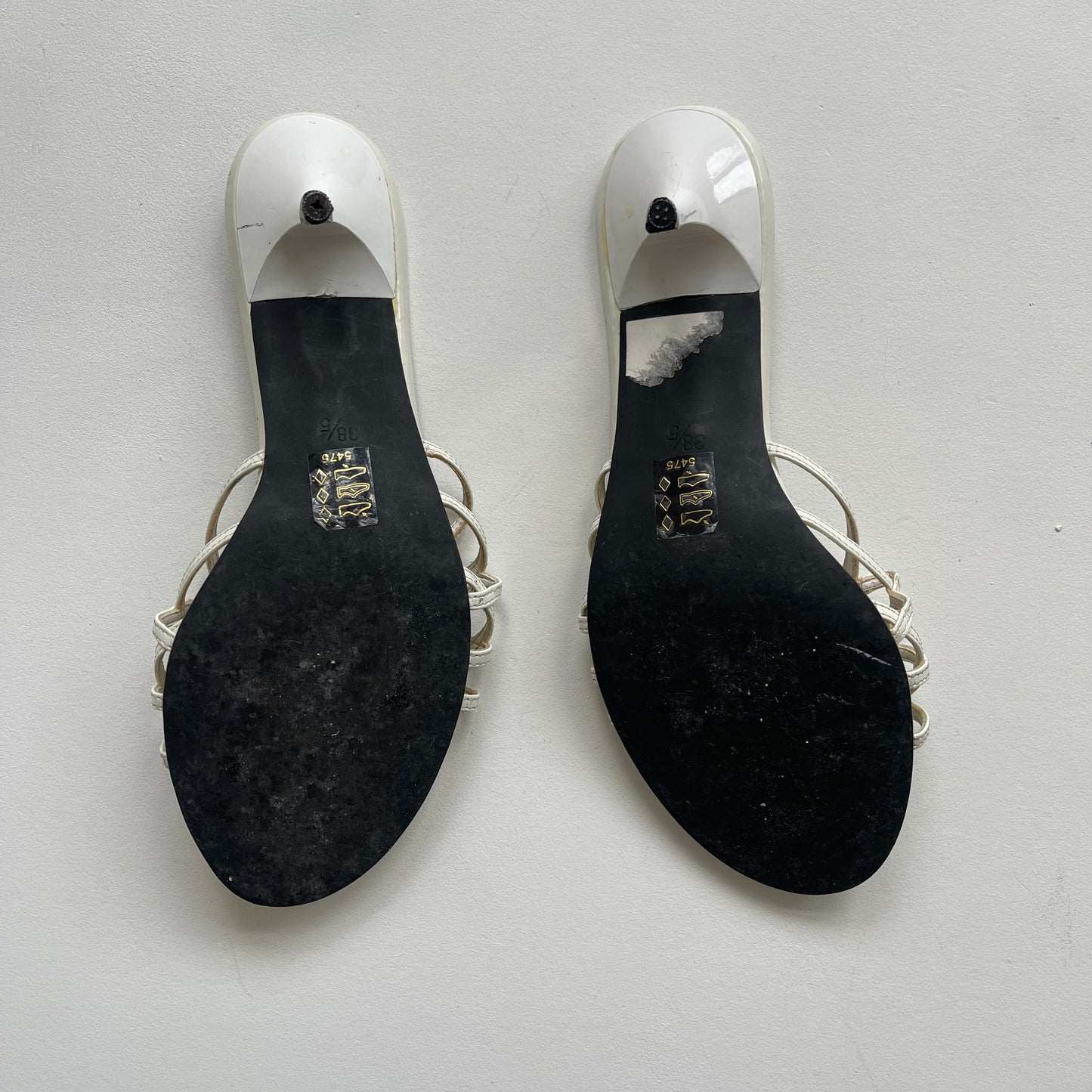 White strappy kitten heels - Size UK5.5