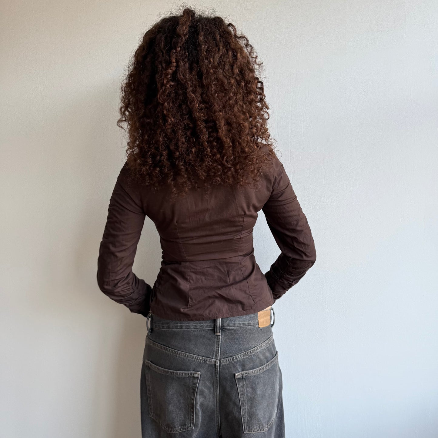 Brown ruched shirt - Size XS