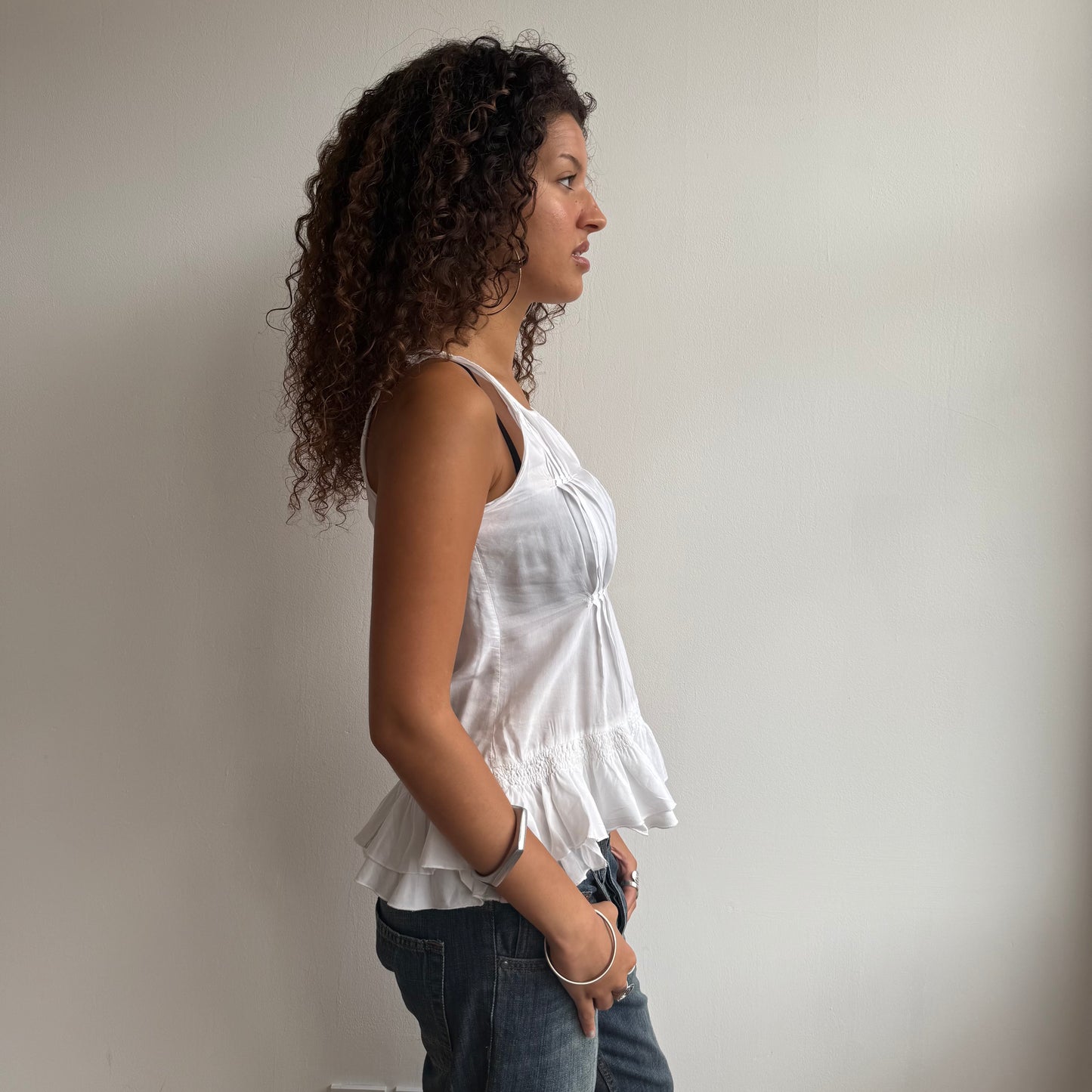White MFG ruffle top - Size S