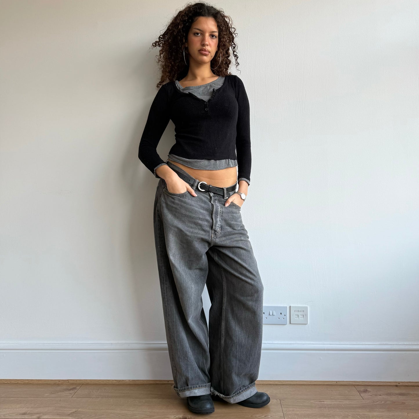 Black and grey double layer knit - Size XS