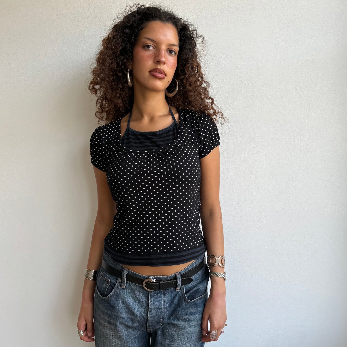 Polka dot striped halter top - Size S