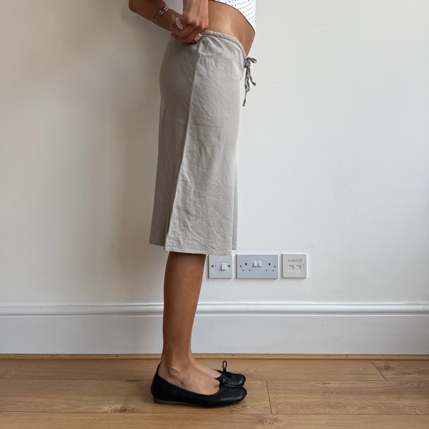 Taupe linen midi skirt - Size S