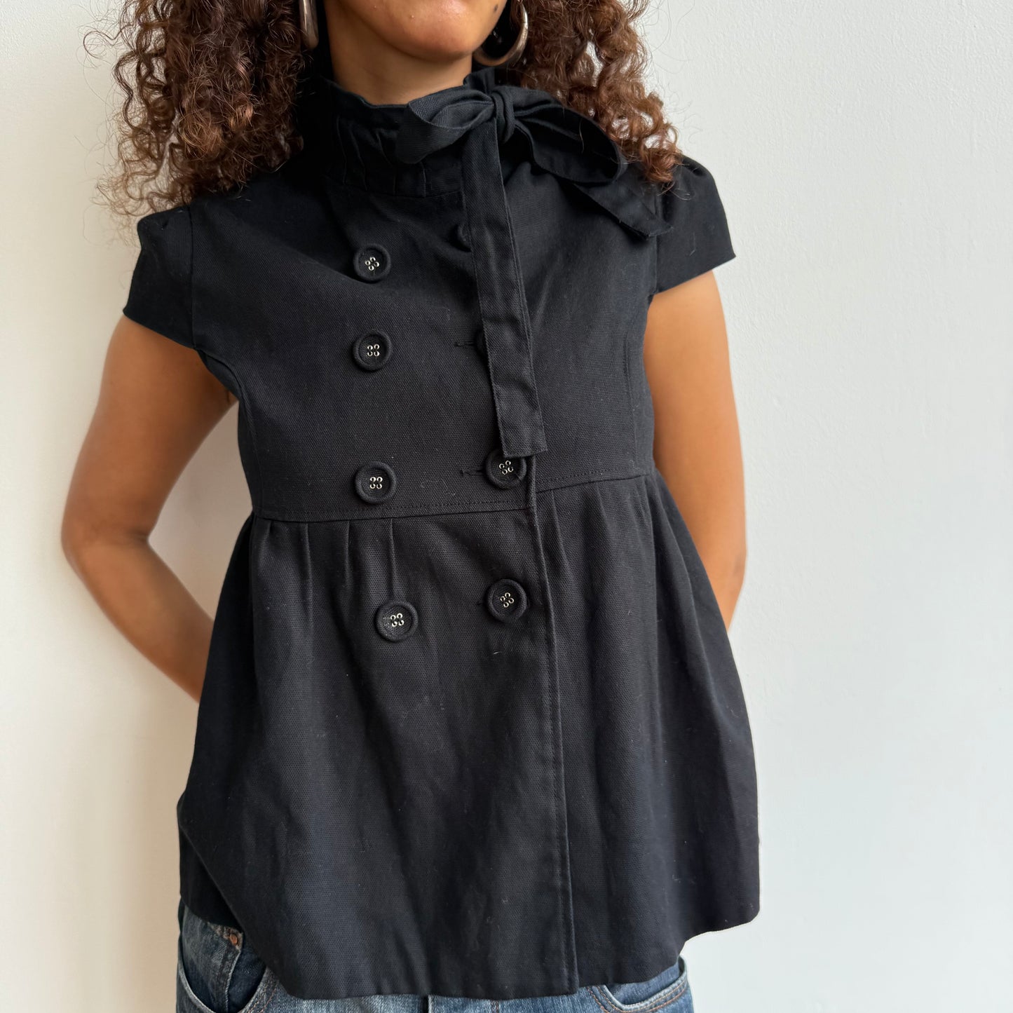 Black short sleeve peacoat - Size M