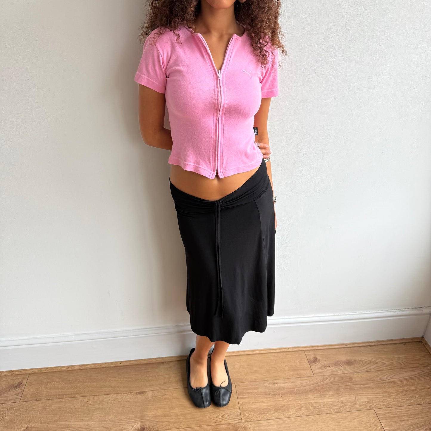 Black slinky ruched skirt - Size S
