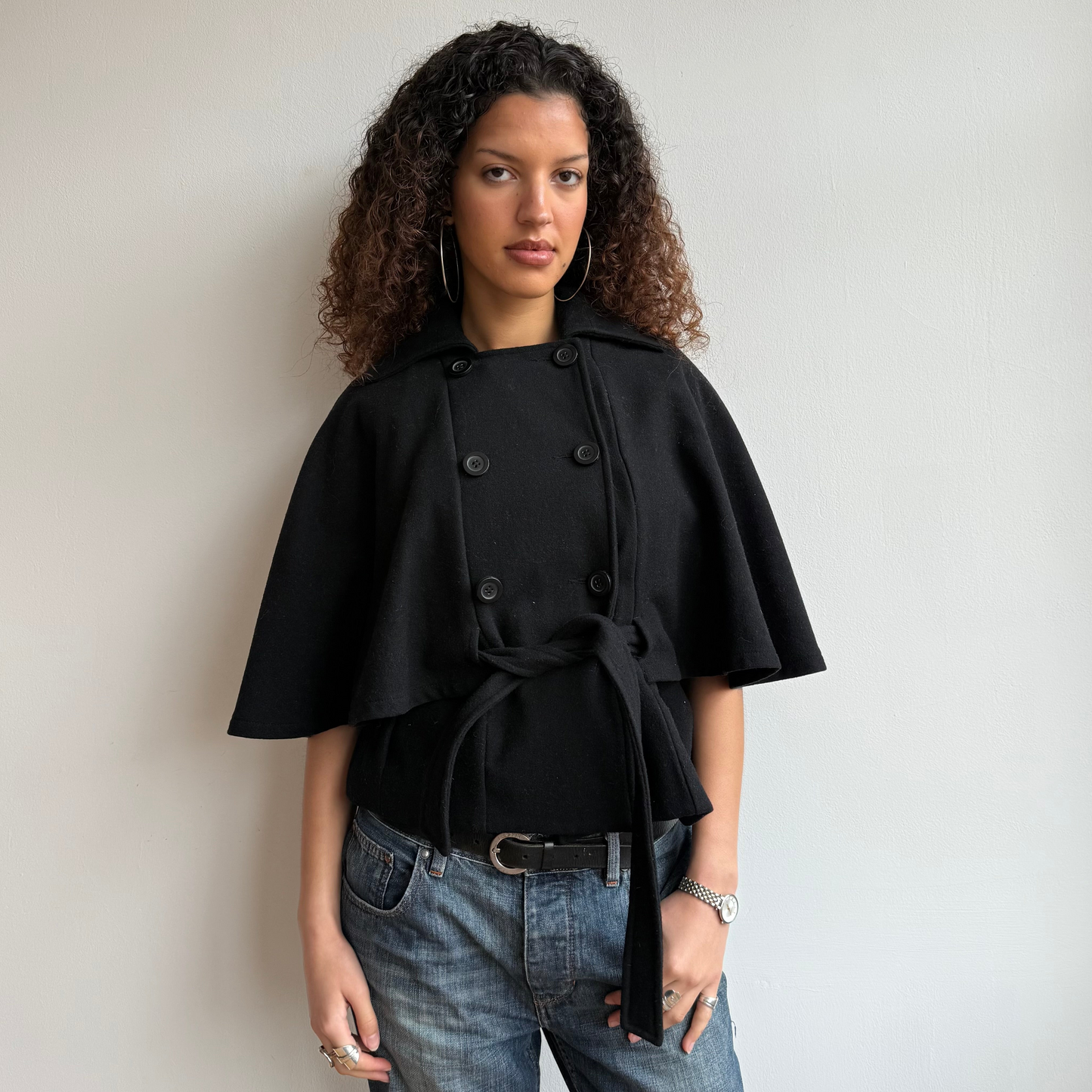 Black cape peacoat - Size M