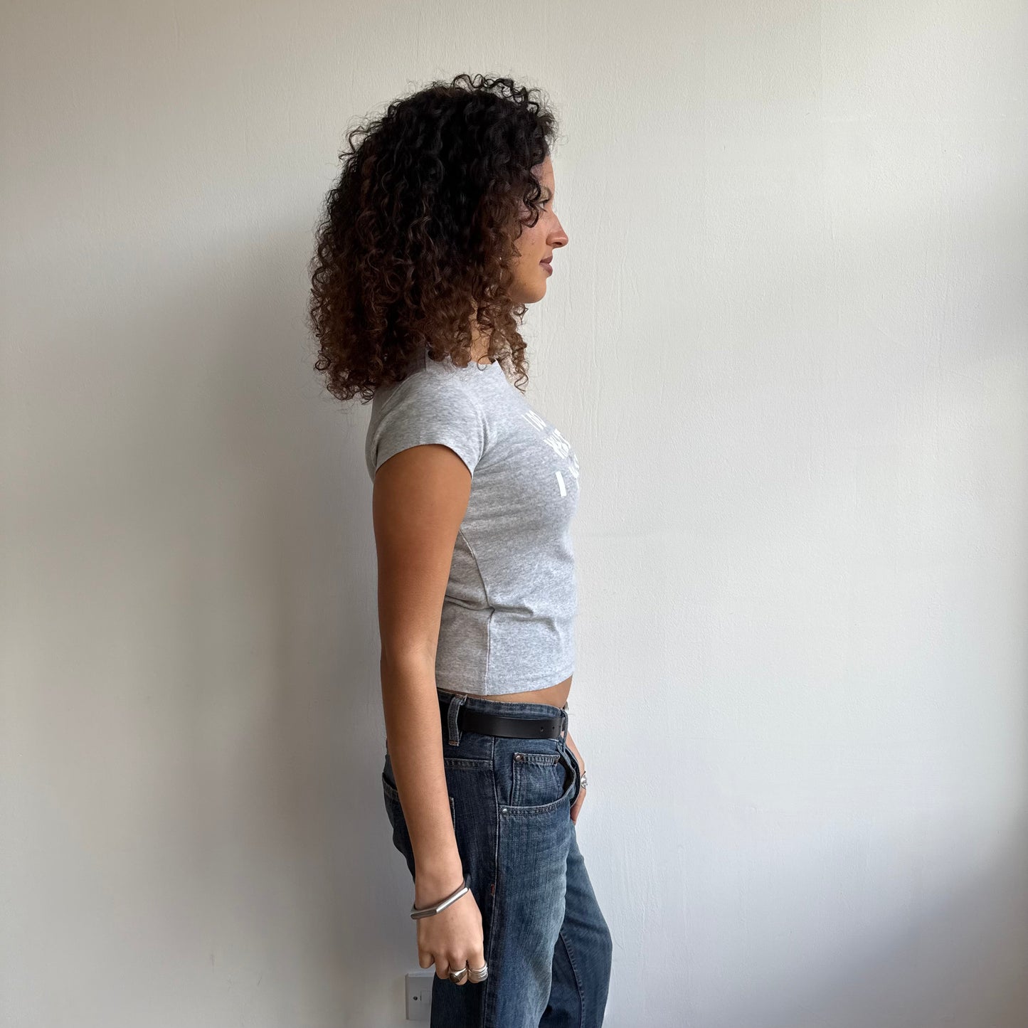 Grey graphic baby tee - Size S