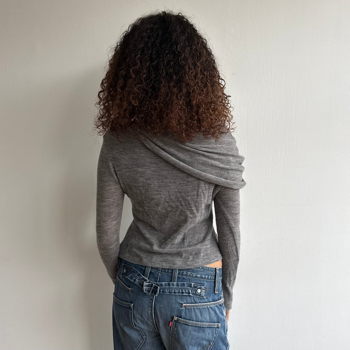 Grey asymmetric knit top - Size S/M