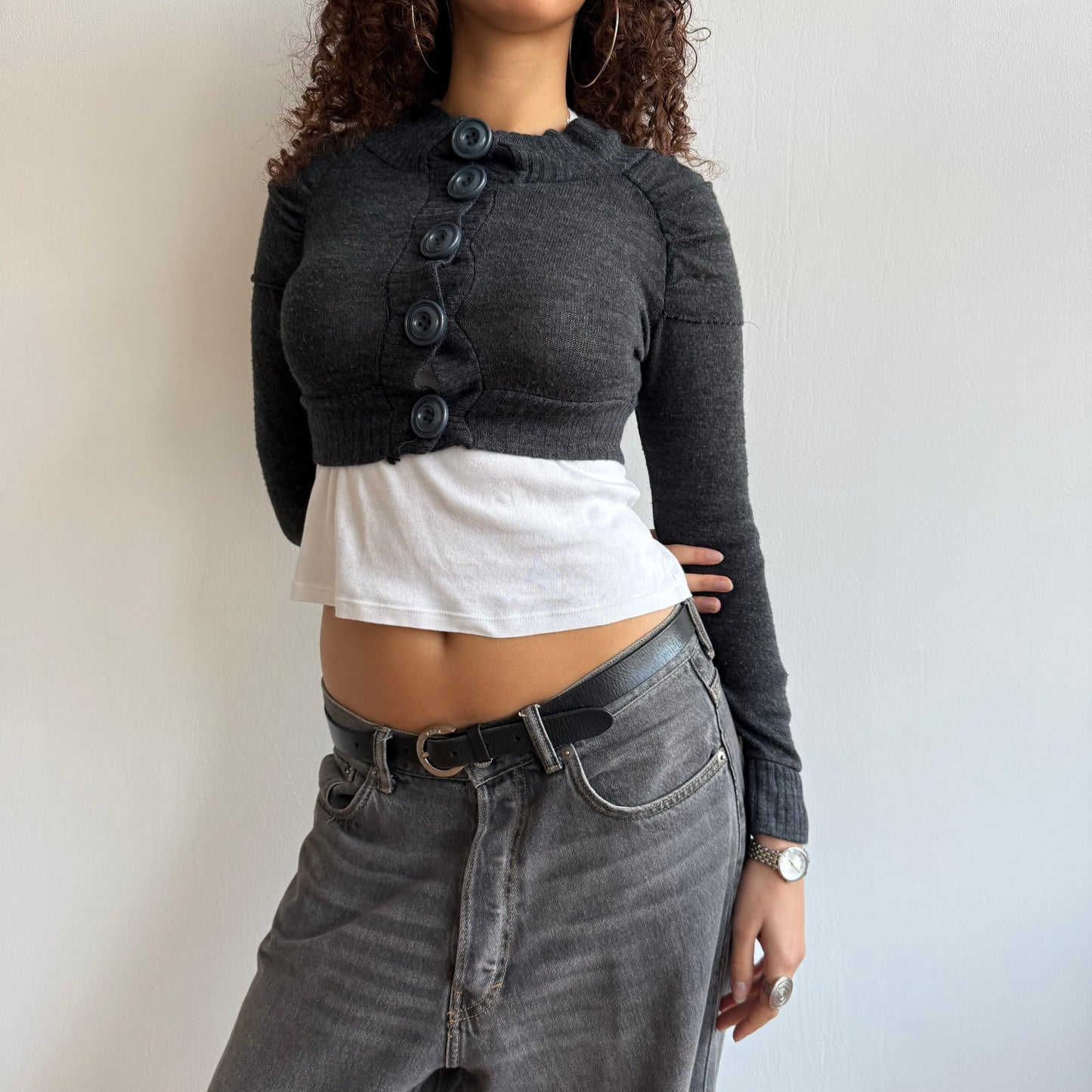 Grey cropped cardigan - Size S