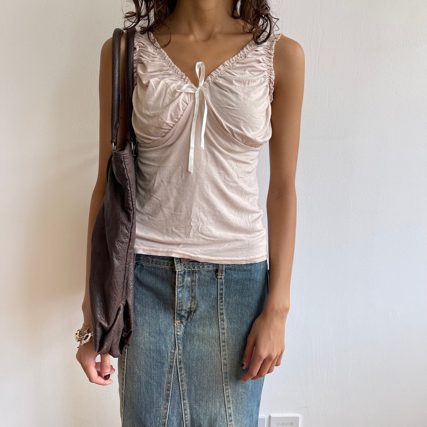 Beige ruched top - Size S