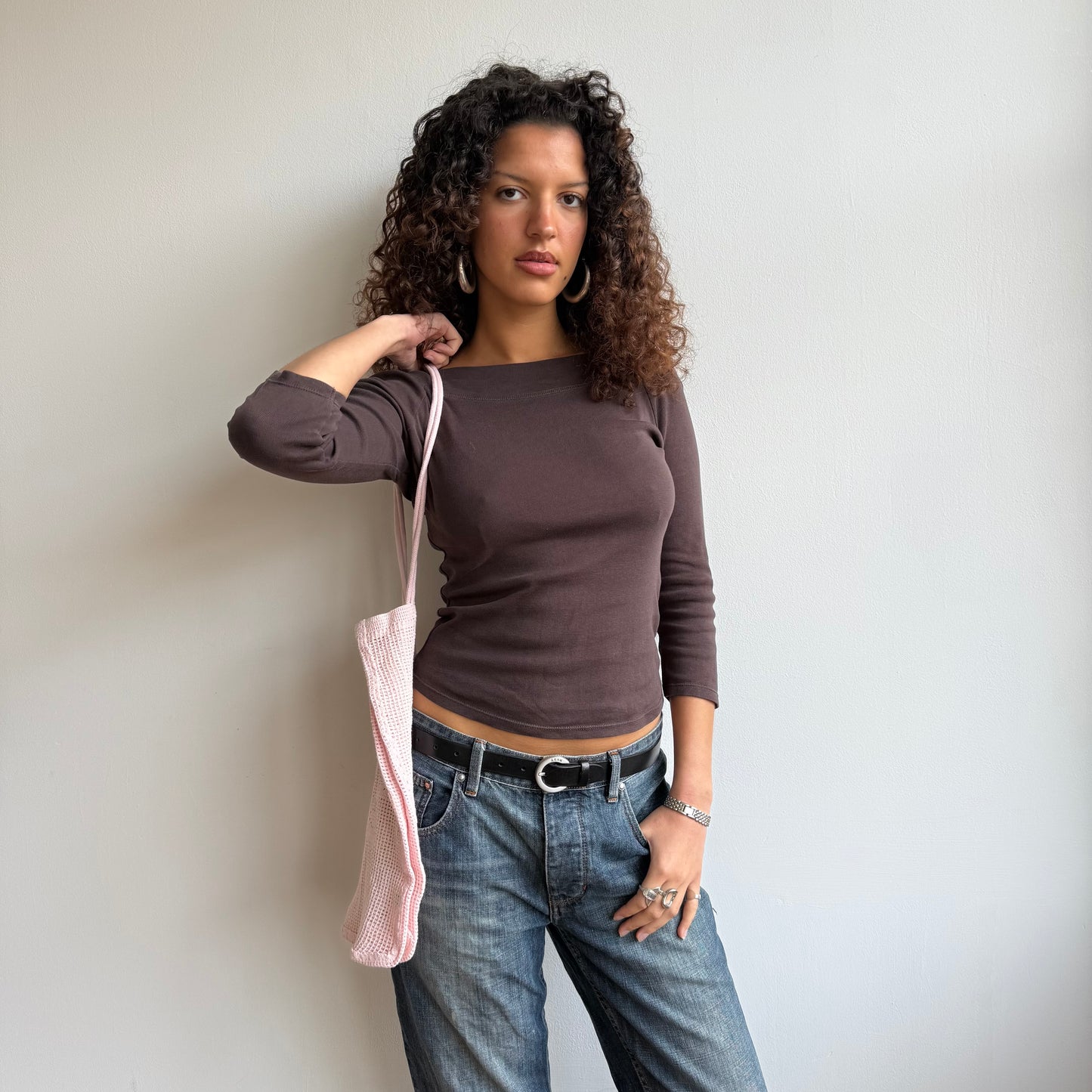 Brown 3/4 sleeve top - Size M