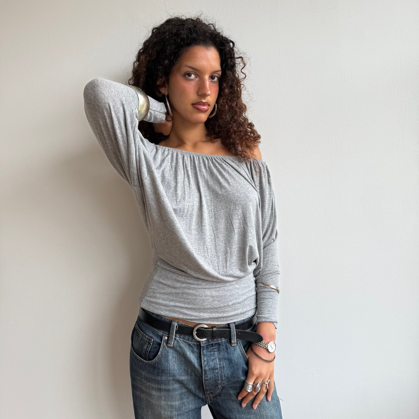 Grey slouchy top - Size M