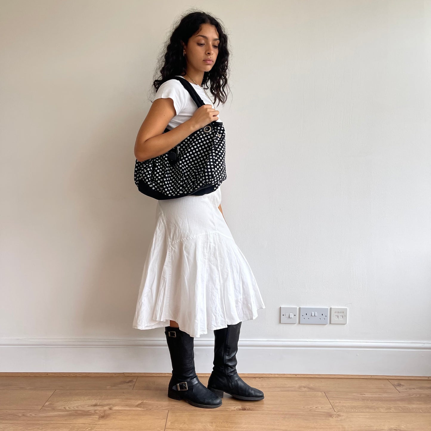 Black polka dot bag