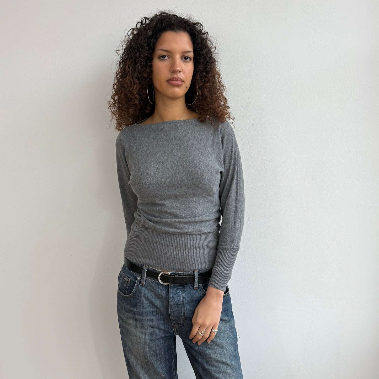 Charcoal grey batwing knit - Size XS/S