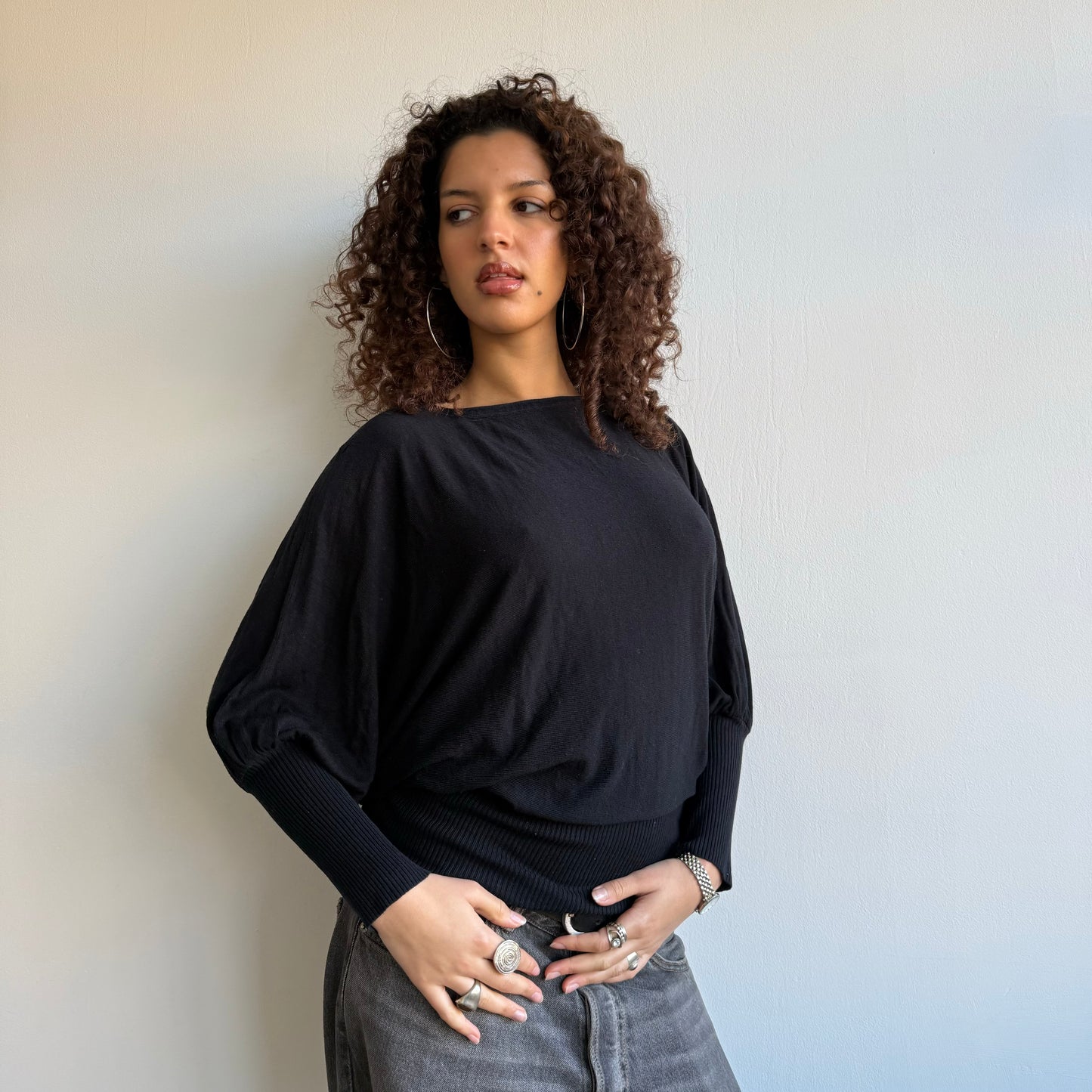 Black slouchy knit - One Size