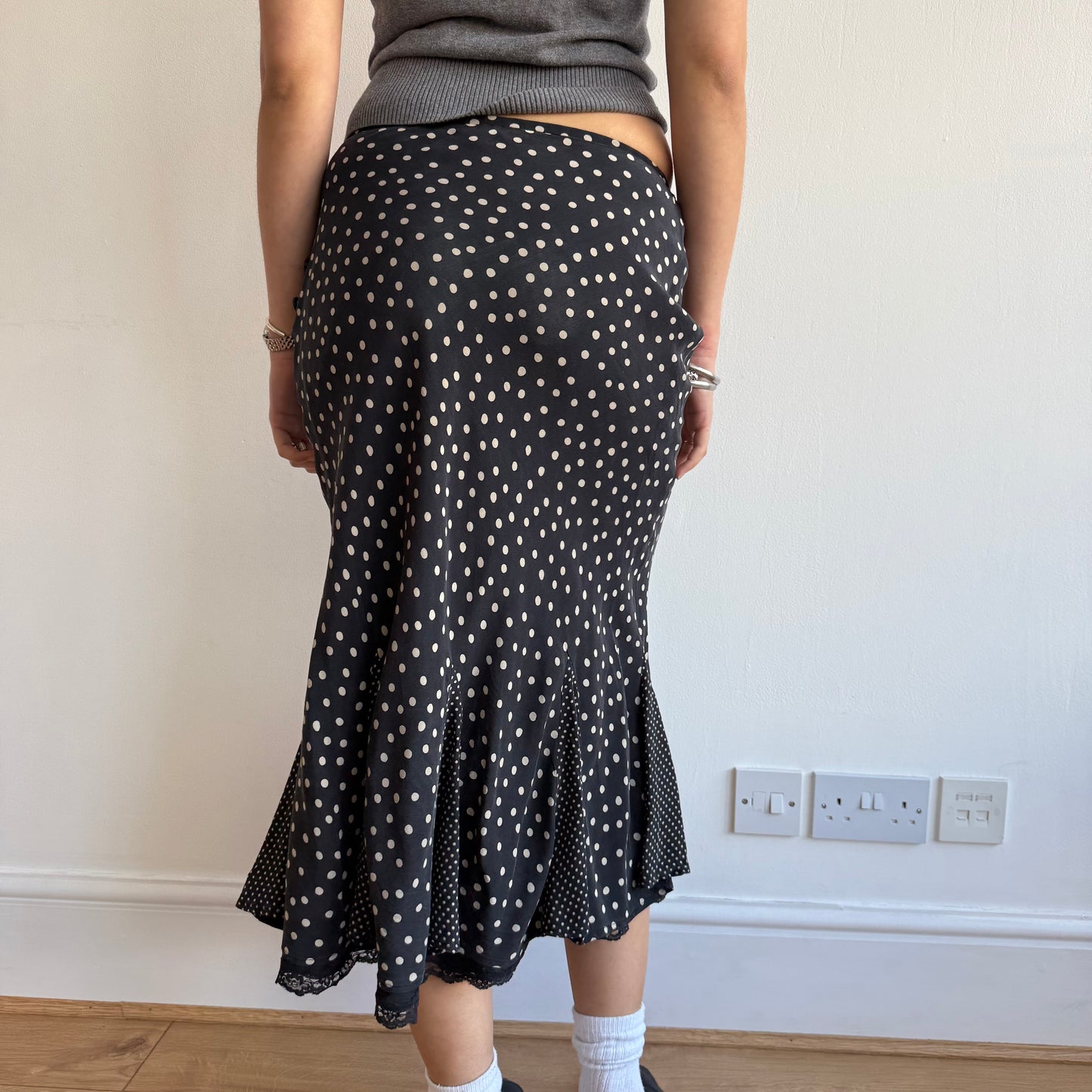 Silk polka dot midi skirt - Size S
