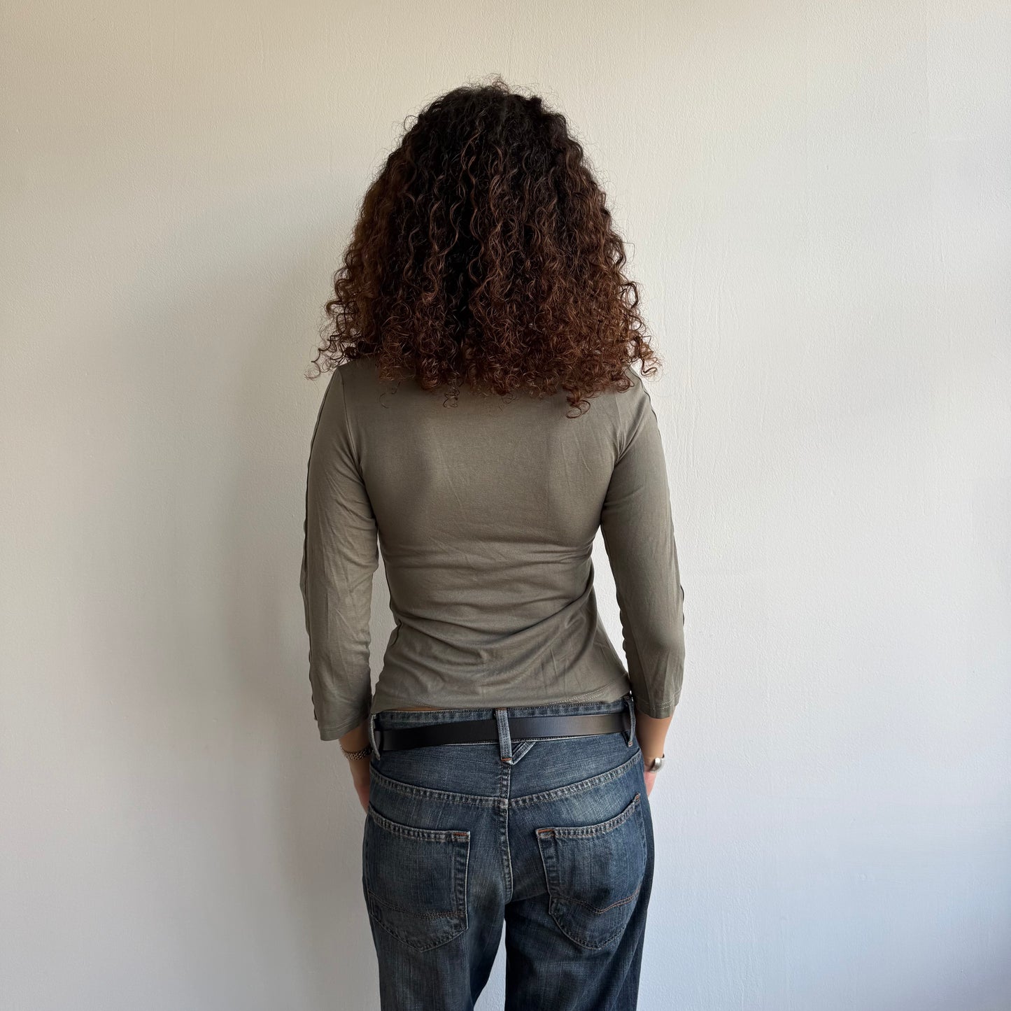 Khaki cargo long sleeve top - Size M