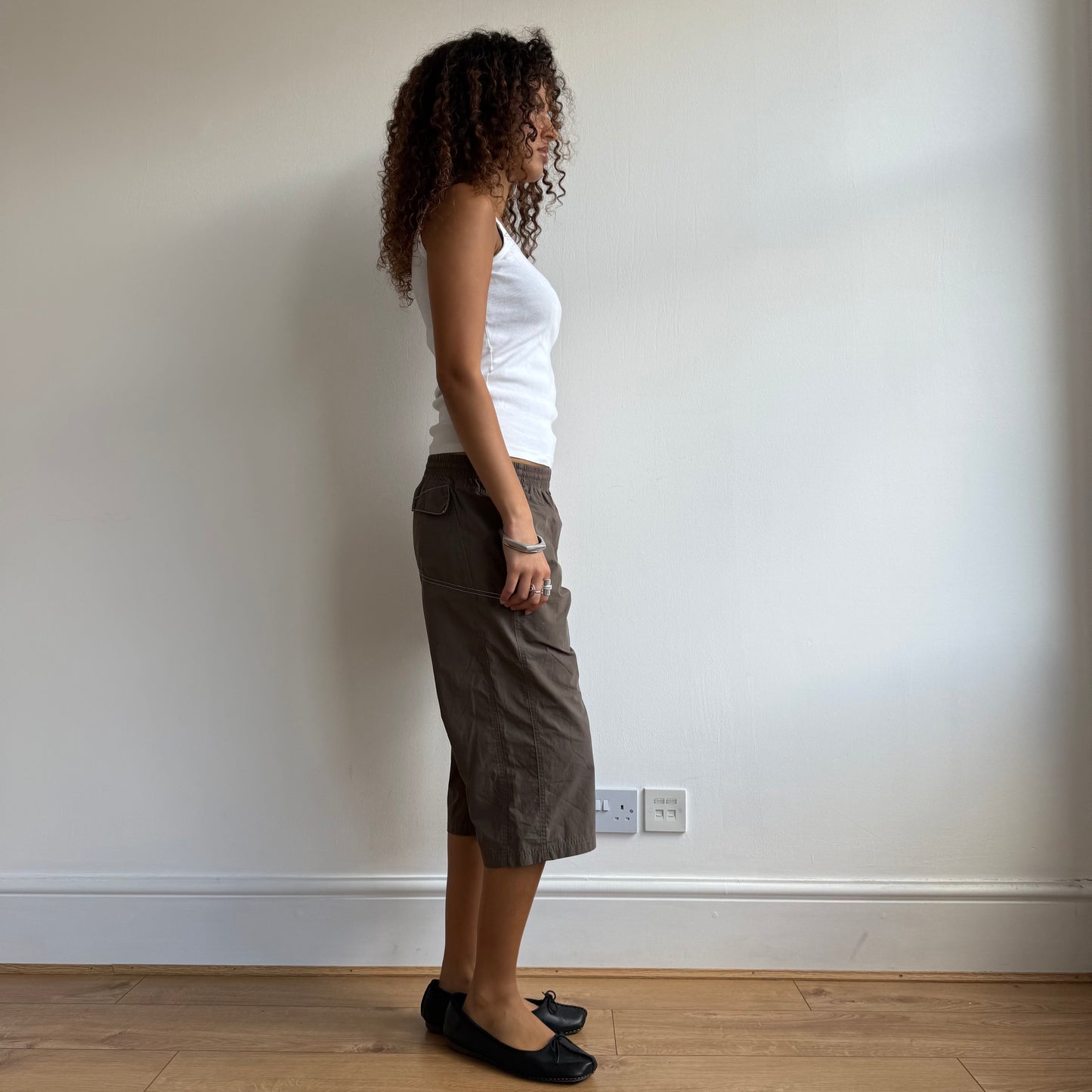 Brown Adidas logo capris - Size S