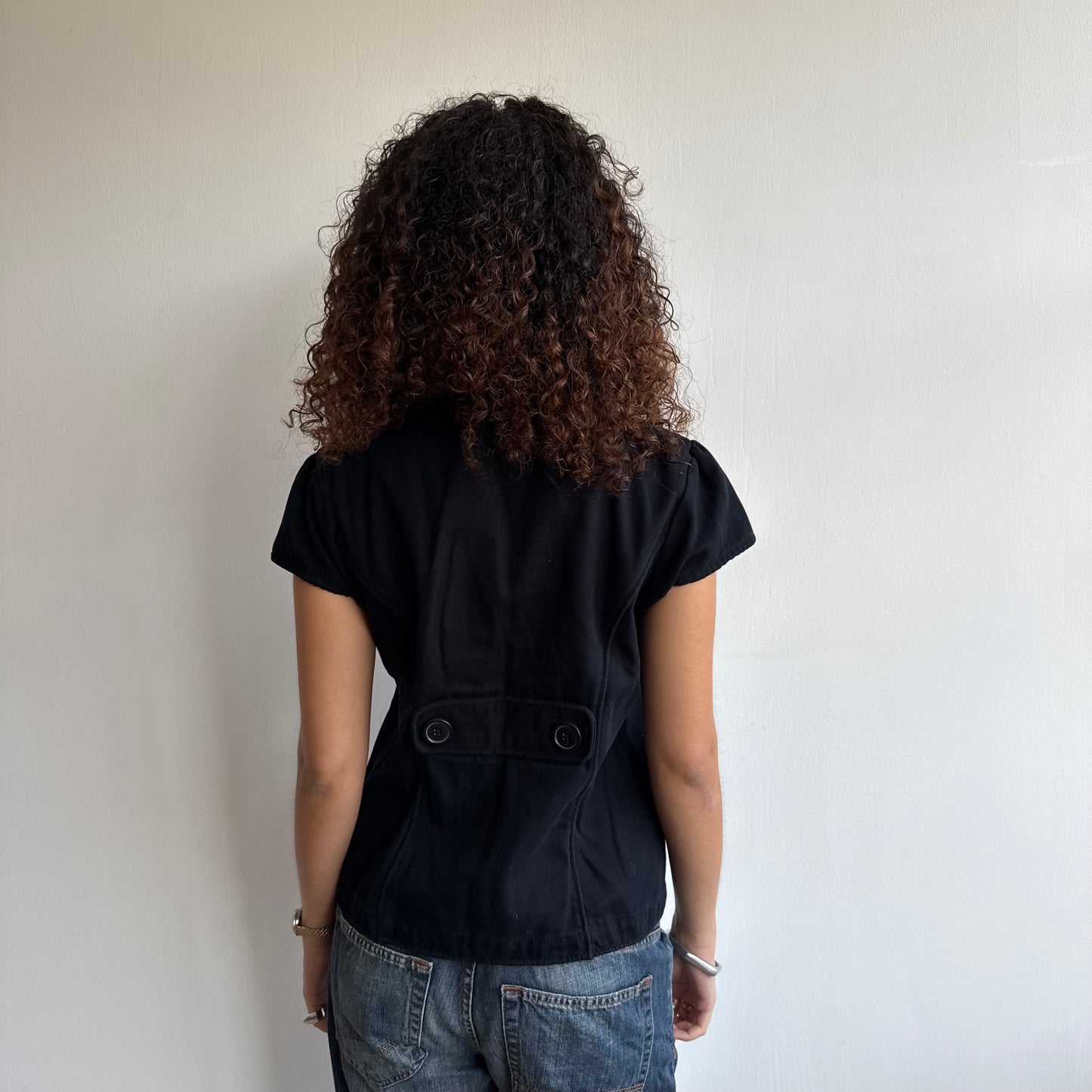 Black short sleeve peacoat - Size M