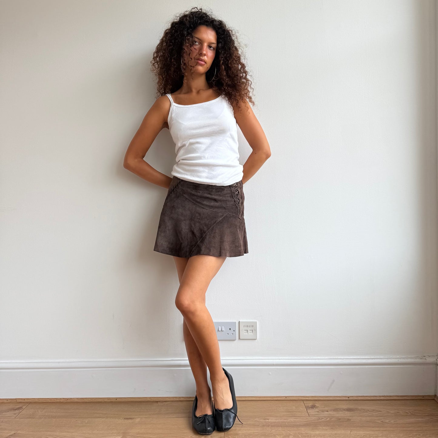 Brown suede corset mini skirt - Size S