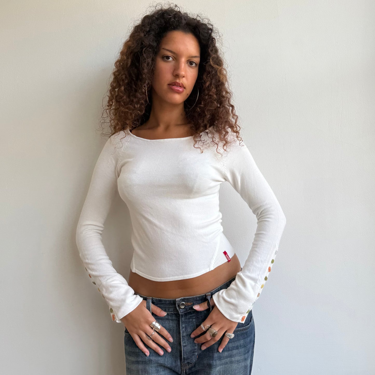 Miss Sixty white button knit -Size S