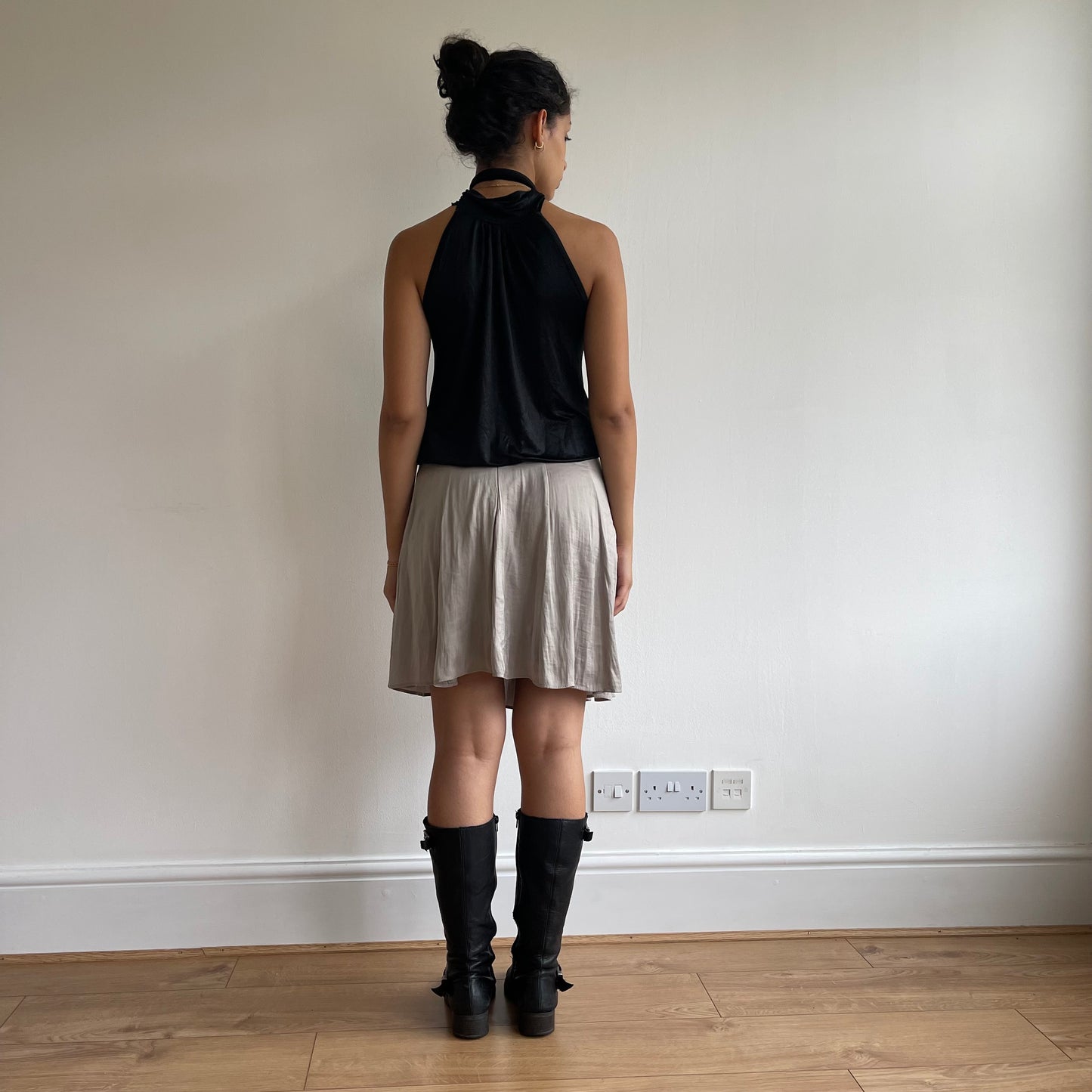 Grey silk midi skirt - Size S