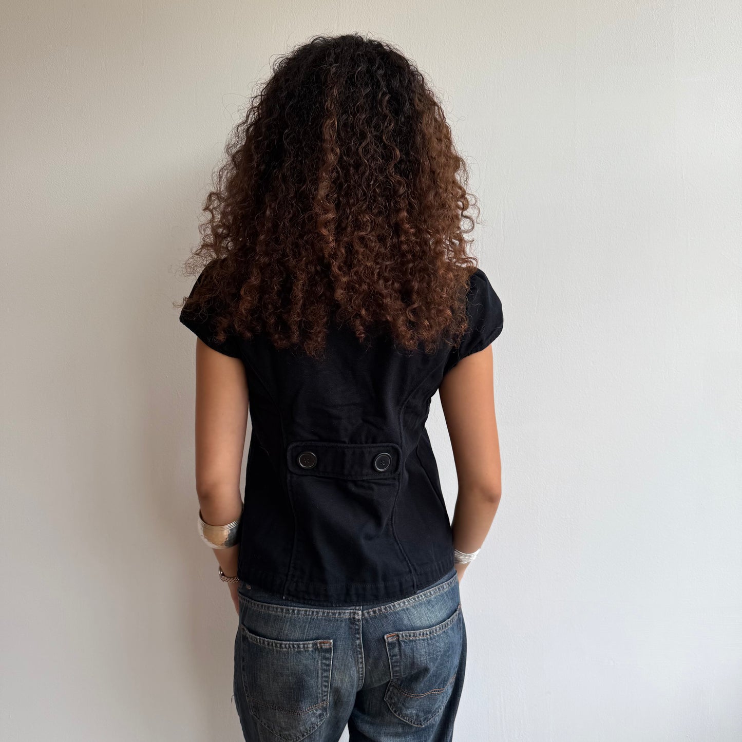 Black short sleeve peacoat - Size M
