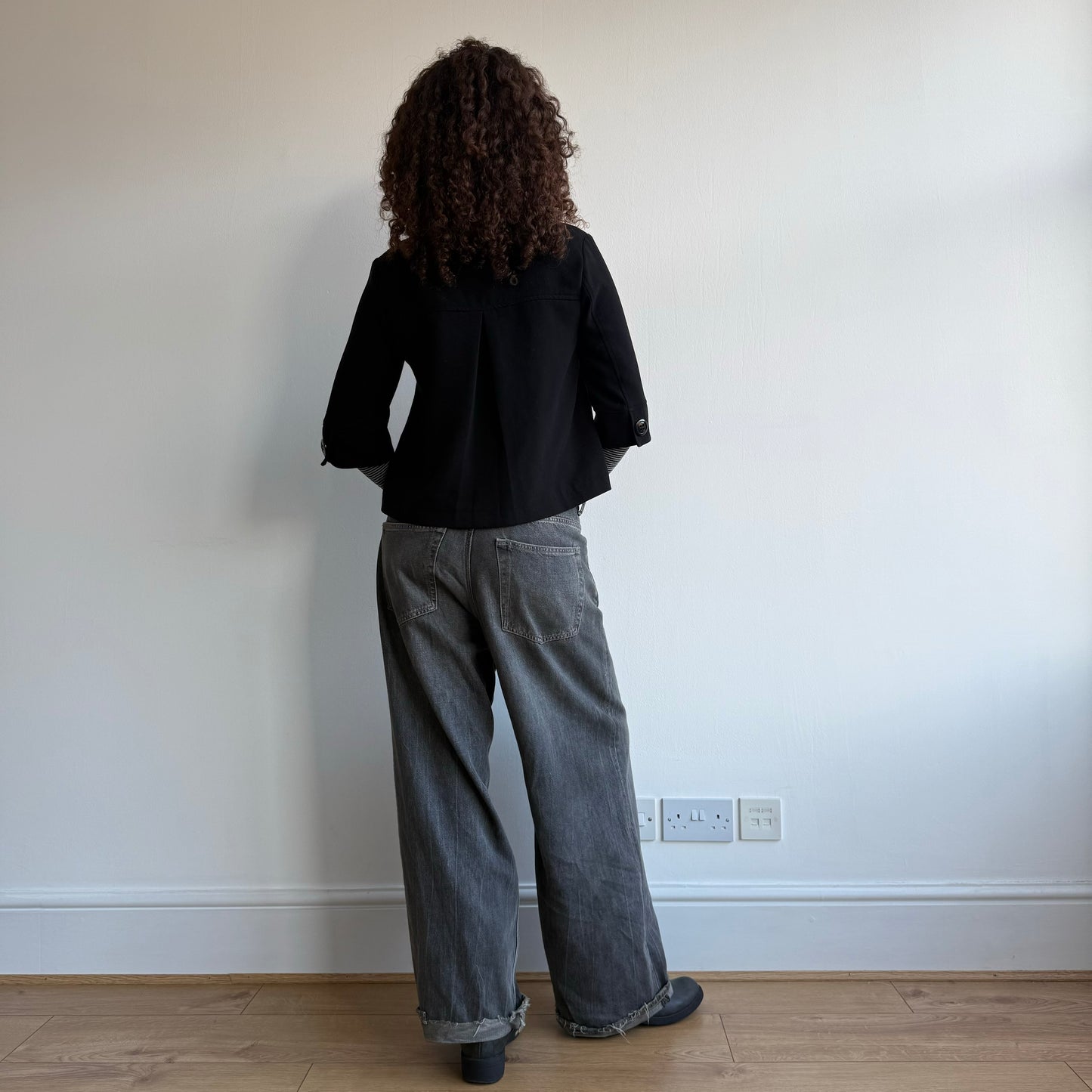 Black pleat peacoat - Size S