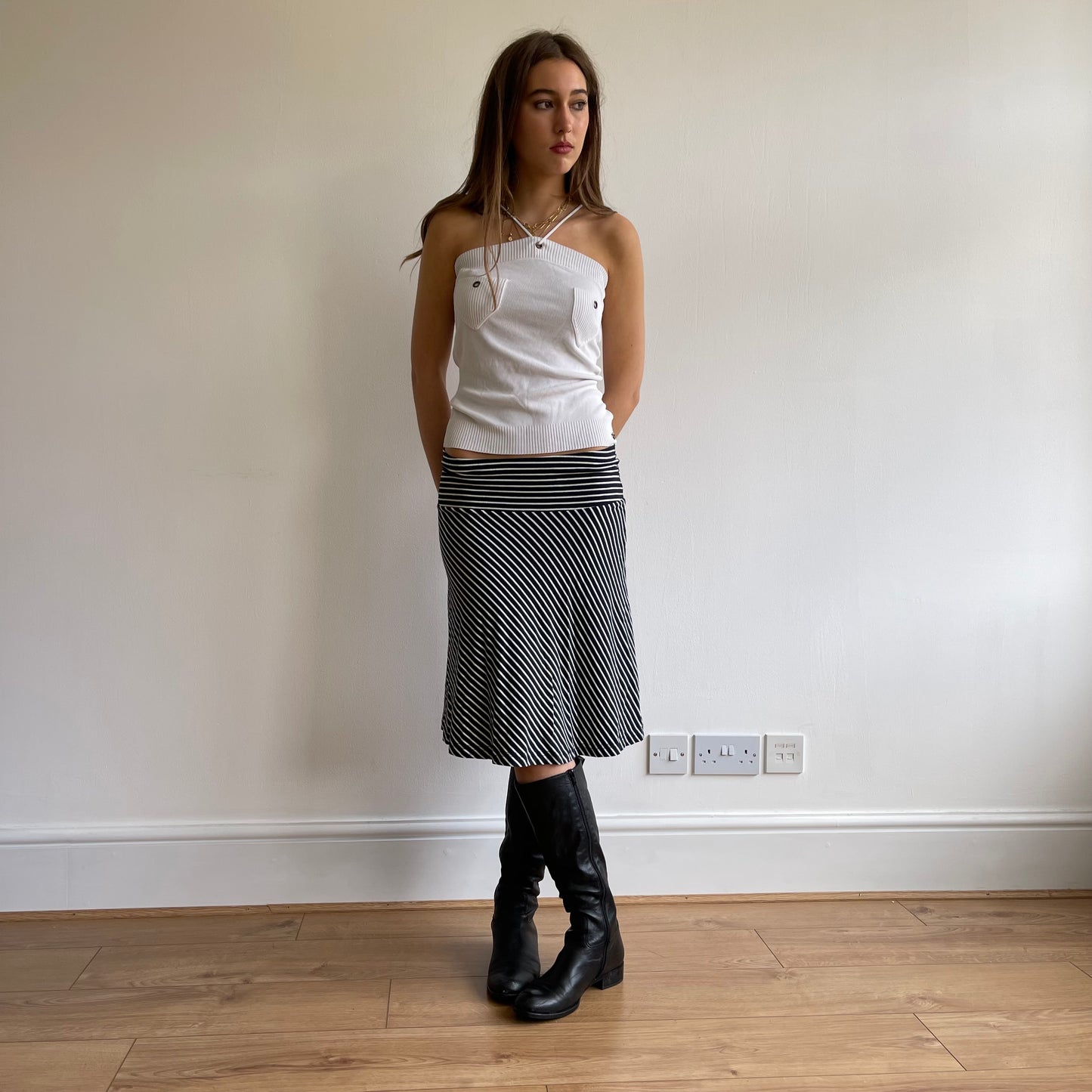 Black and white stripe skirt - Size S