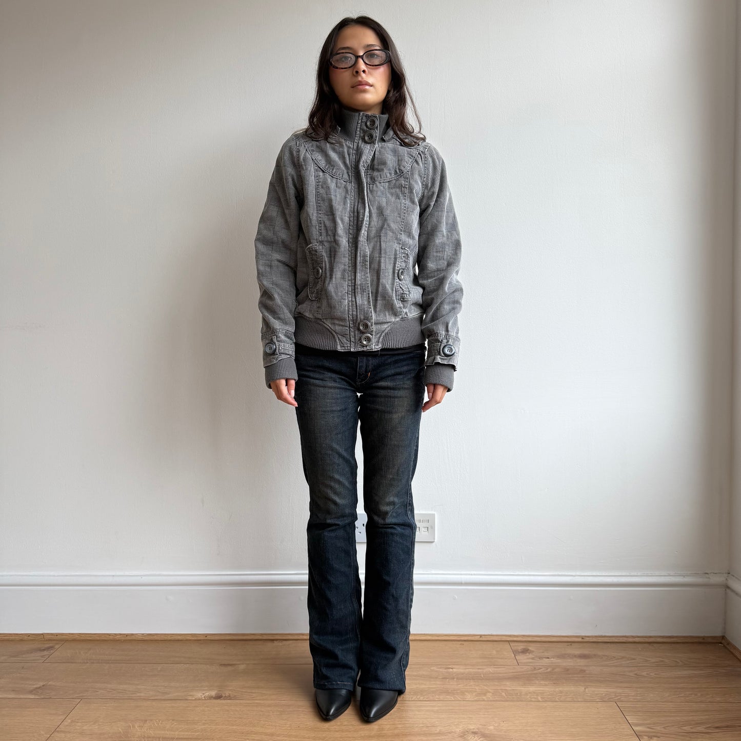 Grey plaid bomber - Size S