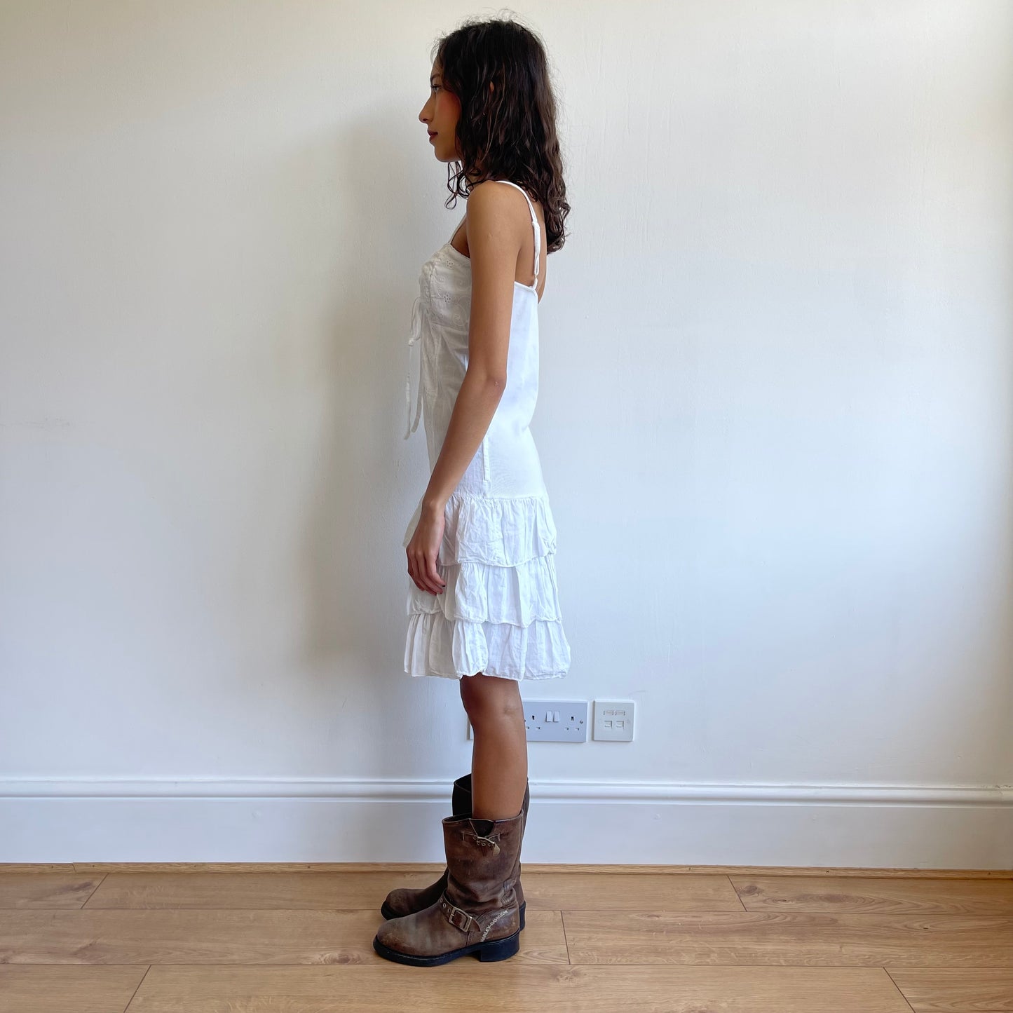 White broderie rara dress - Size S